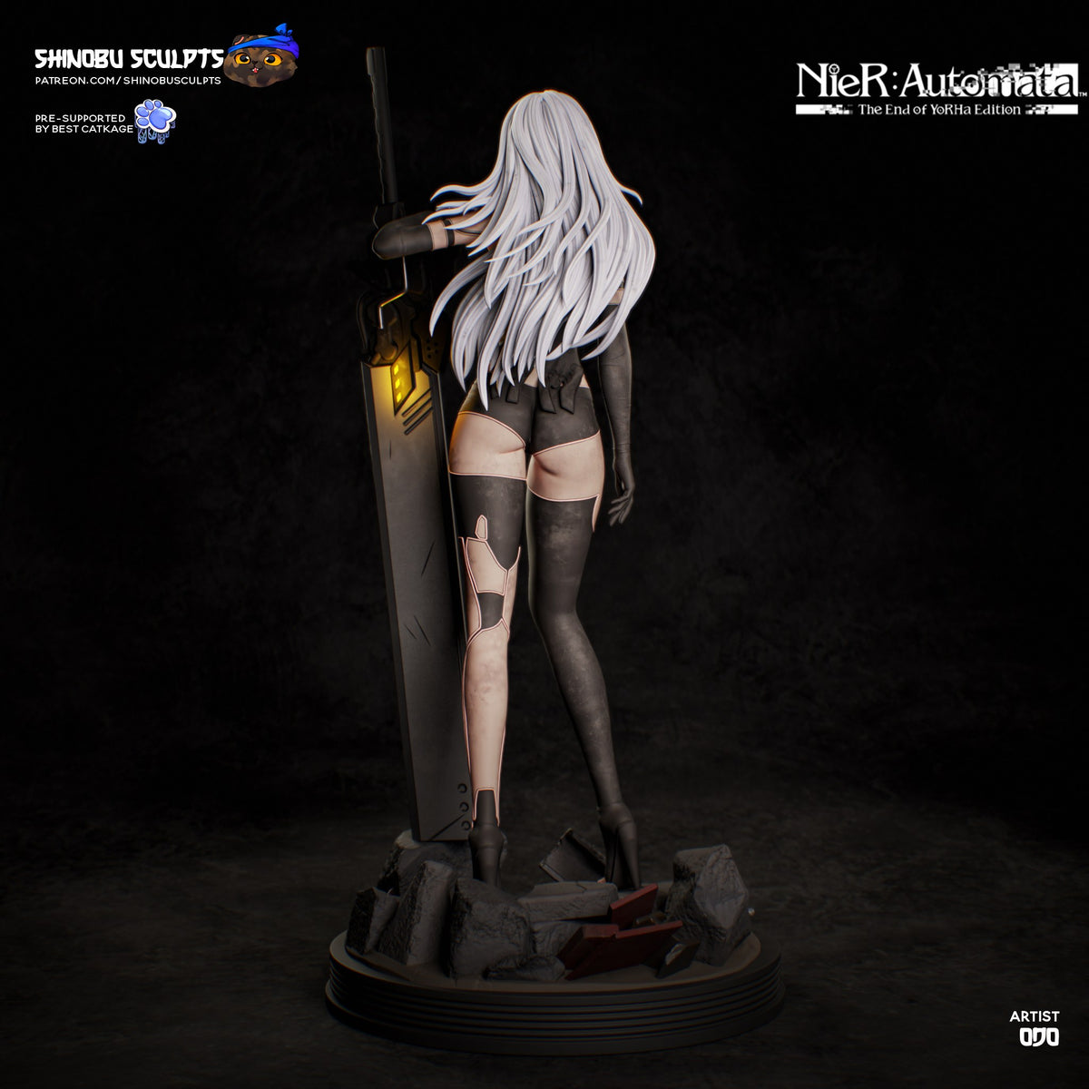 A2 (NieR Automata) resin figure by Shinobu Sculpts — studio render 4