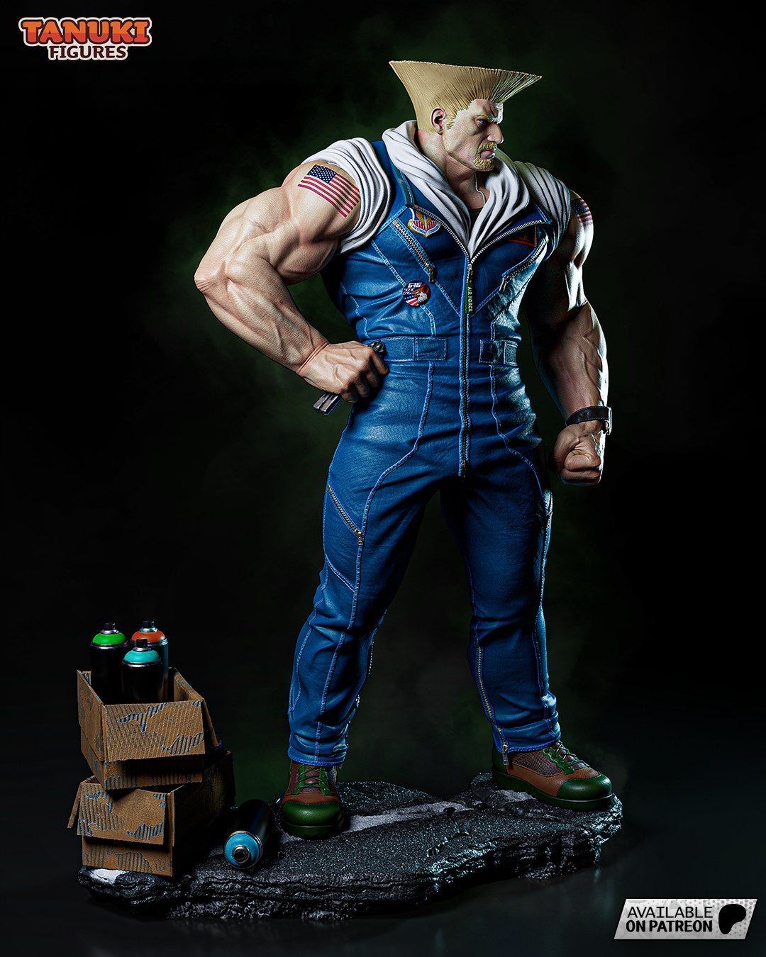 Guile (Street Fighter) resin figure by Tanuki Figures — studio render 3