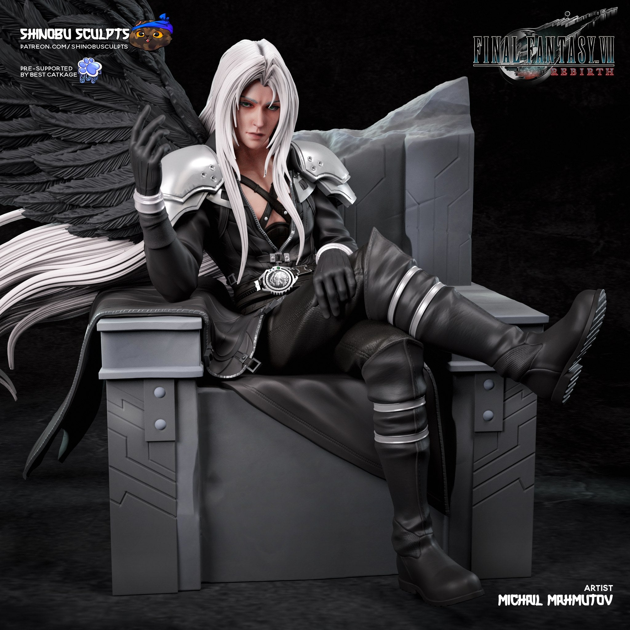 Sephiroth (Final Fantasy) resin figure by Shinobu Sculpts — studio render 1