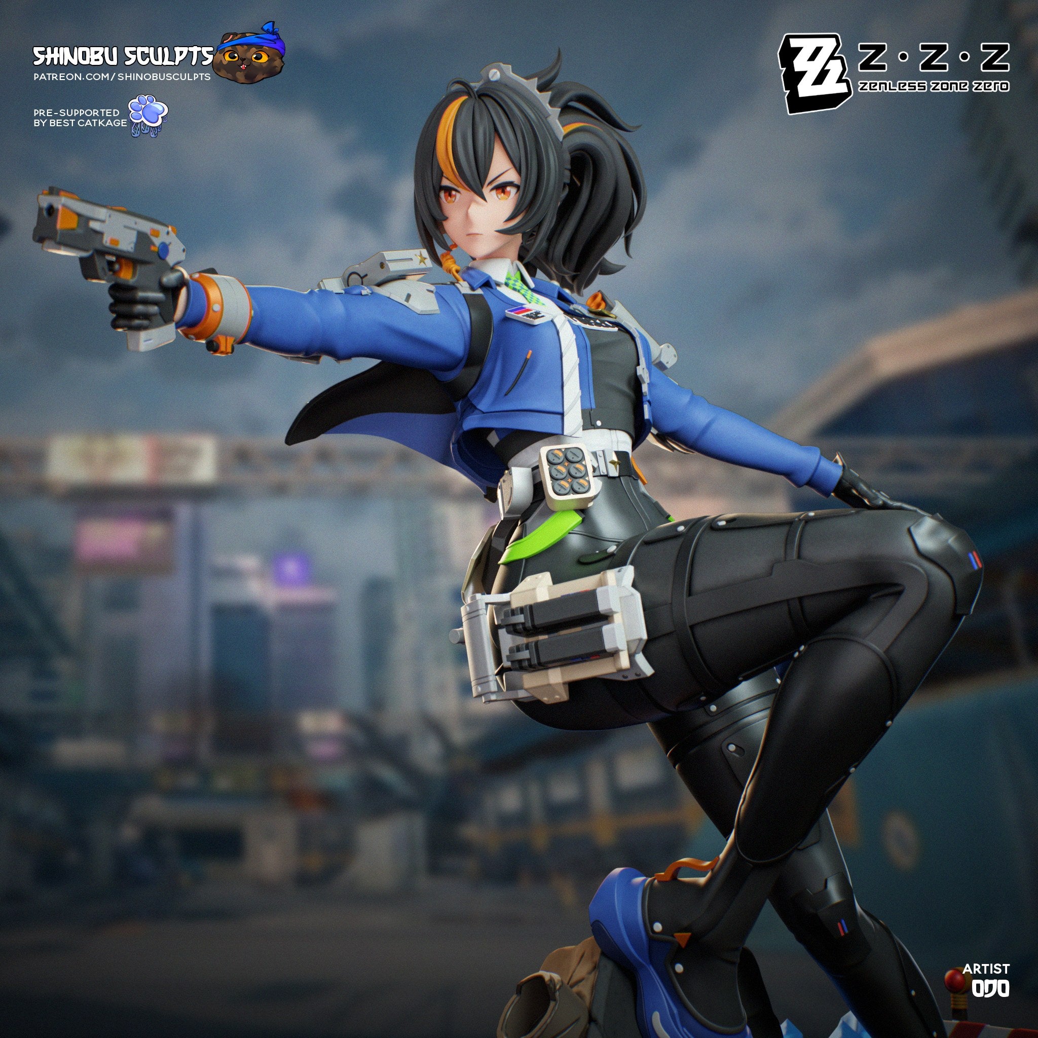 Zhu Yuan (Zenless Zone Zero) resin figure by Shinobu Sculpts — studio render 1