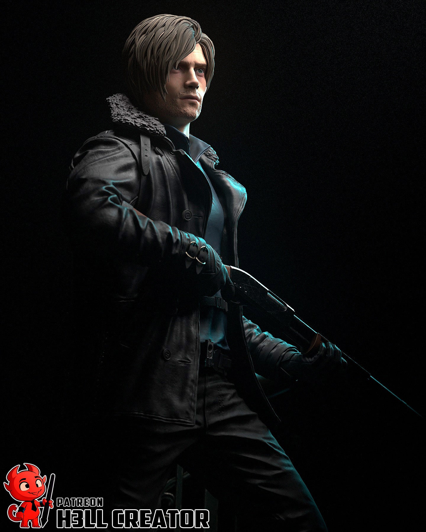 Leon S. Kennedy (Resident Evil) resin figure by h3LLcreator — studio render 4
