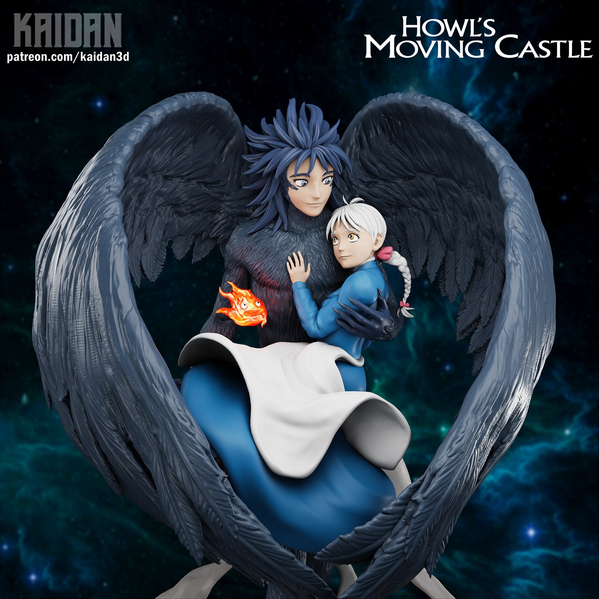 Howl and Sophie (Howl's Moving Castle) resin figure by Kaidan 3D — studio render 1