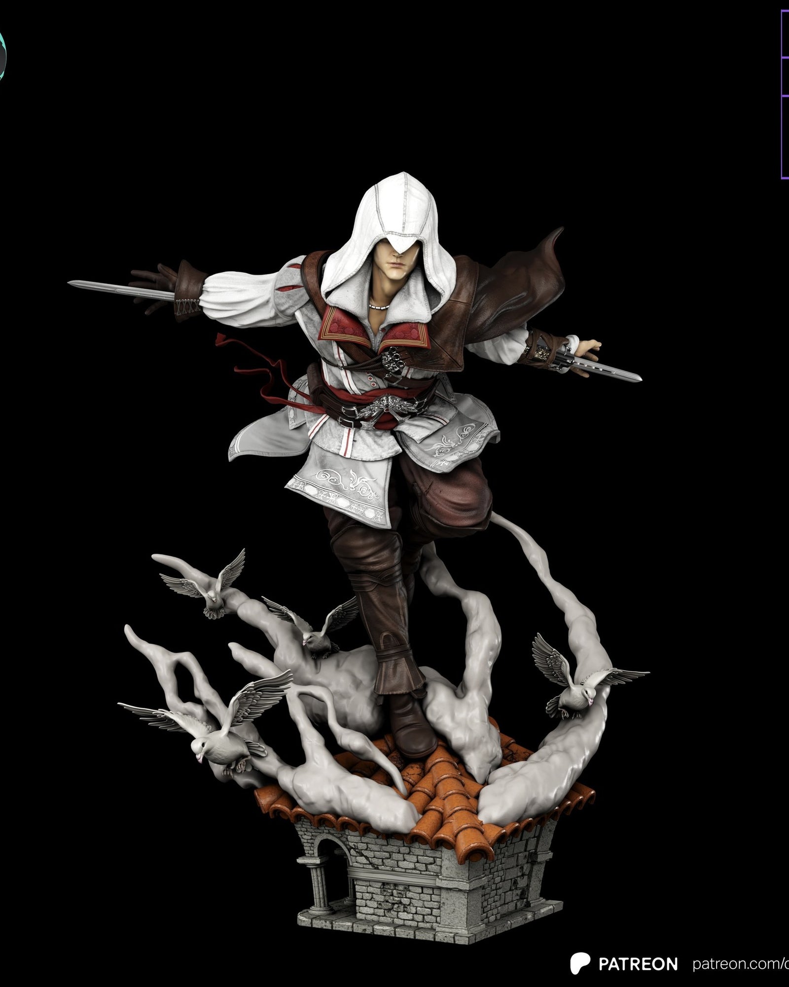 Ezio Auditore (Assassin's Creed) resin figure by Kaidan 3D — studio render 2