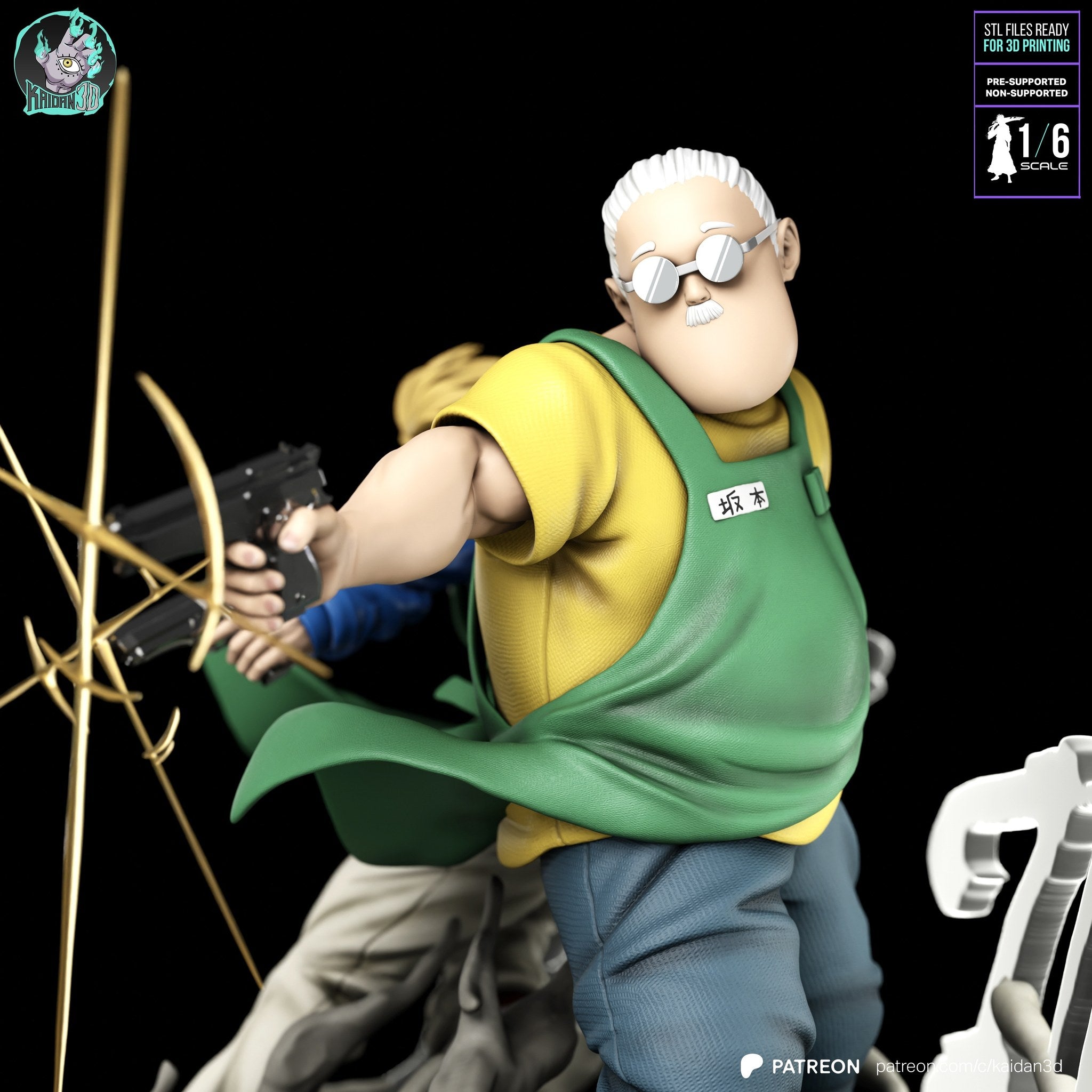 Taro Sakamoto and Shin Asakura (Sakamoto Days) resin figure by Kaidan 3D — studio render 4