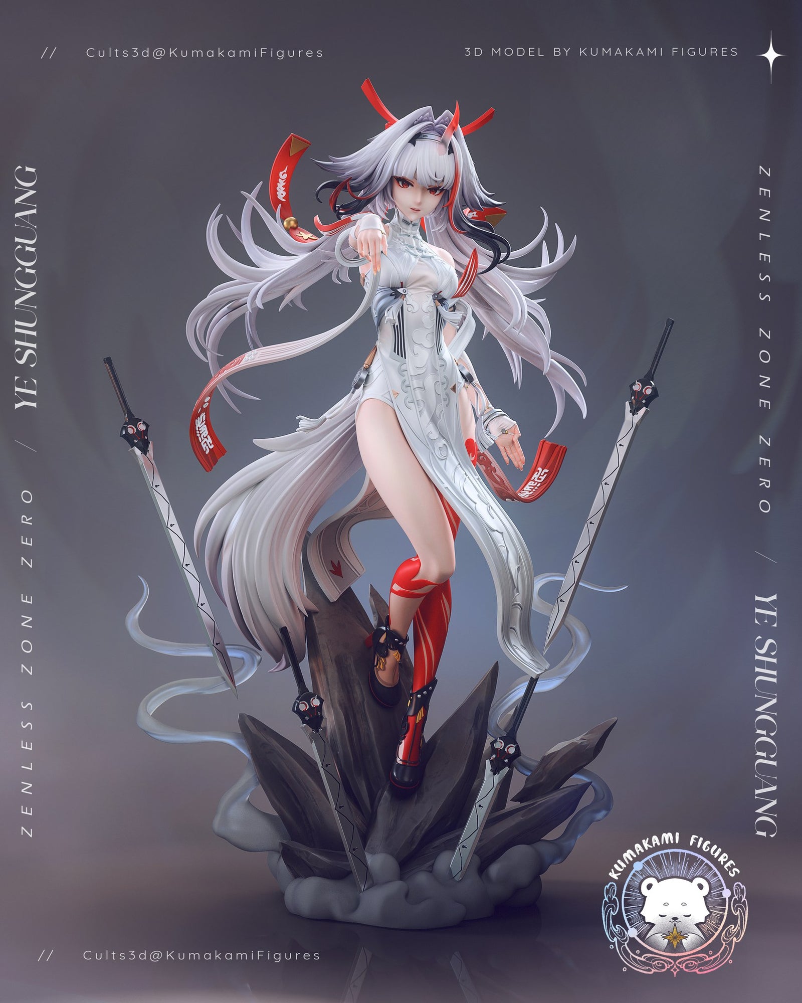 Ye Shunguang (Zenless Zone Zero) resin figure by KumakamiFigures — studio render 3