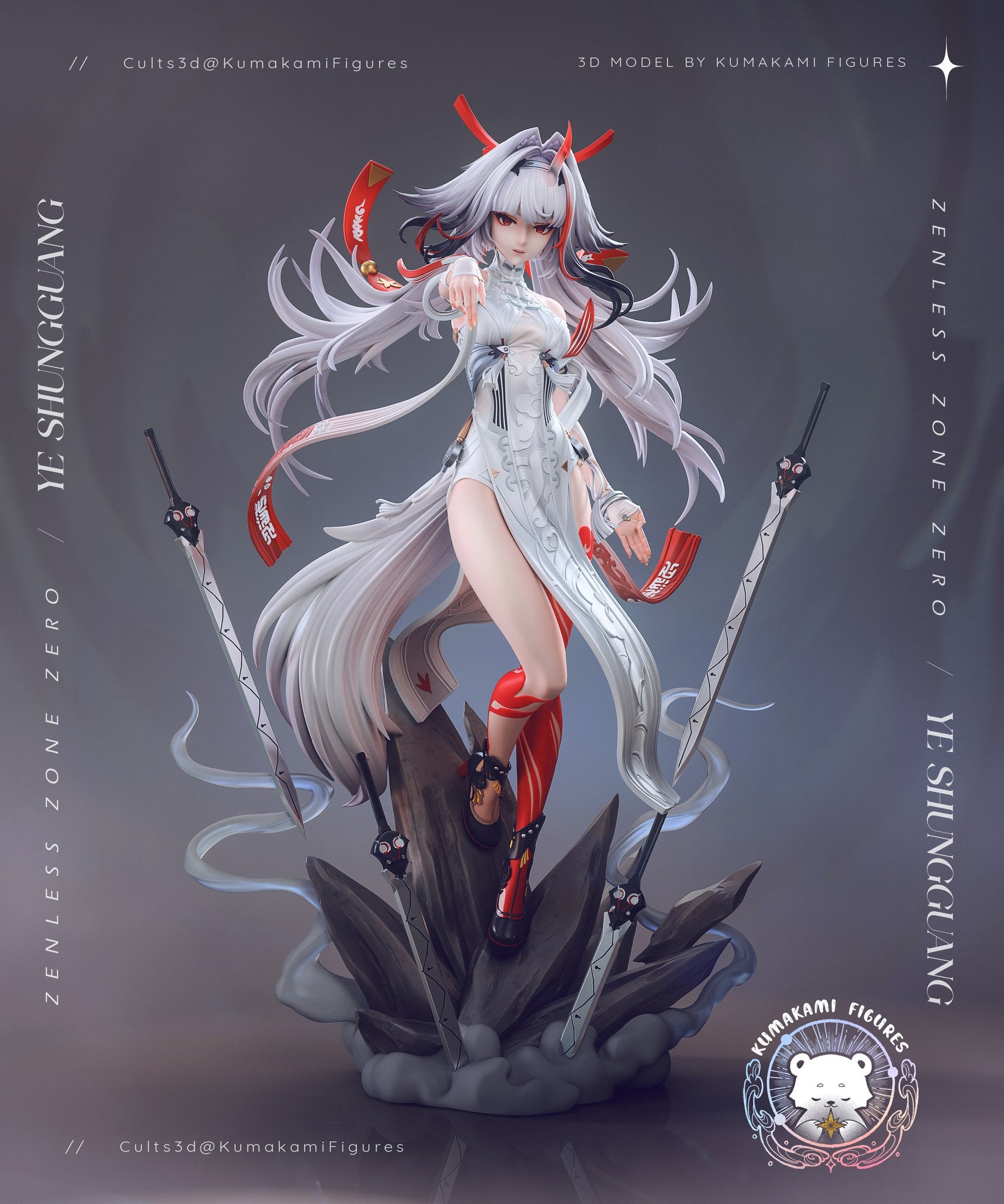 Ye Shunguang (Zenless Zone Zero) resin figure by KumakamiFigures — studio render 3
