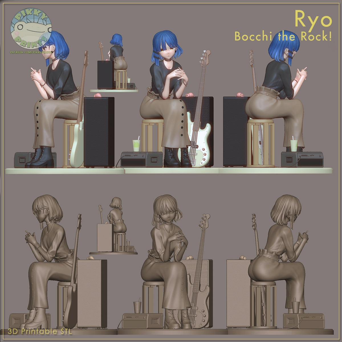 Ryo Yamada (Bocchi the Rock) resin figure by PikkyPrints — studio render 5