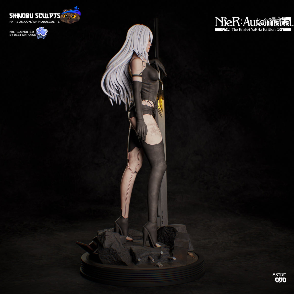 A2 (NieR Automata) resin figure by Shinobu Sculpts — studio render 3
