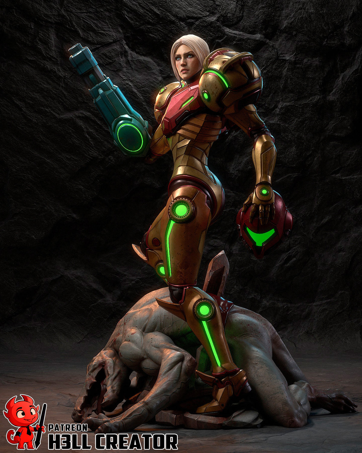 Samus Aran (Metroid) resin figure by h3LLcreator — studio render 7