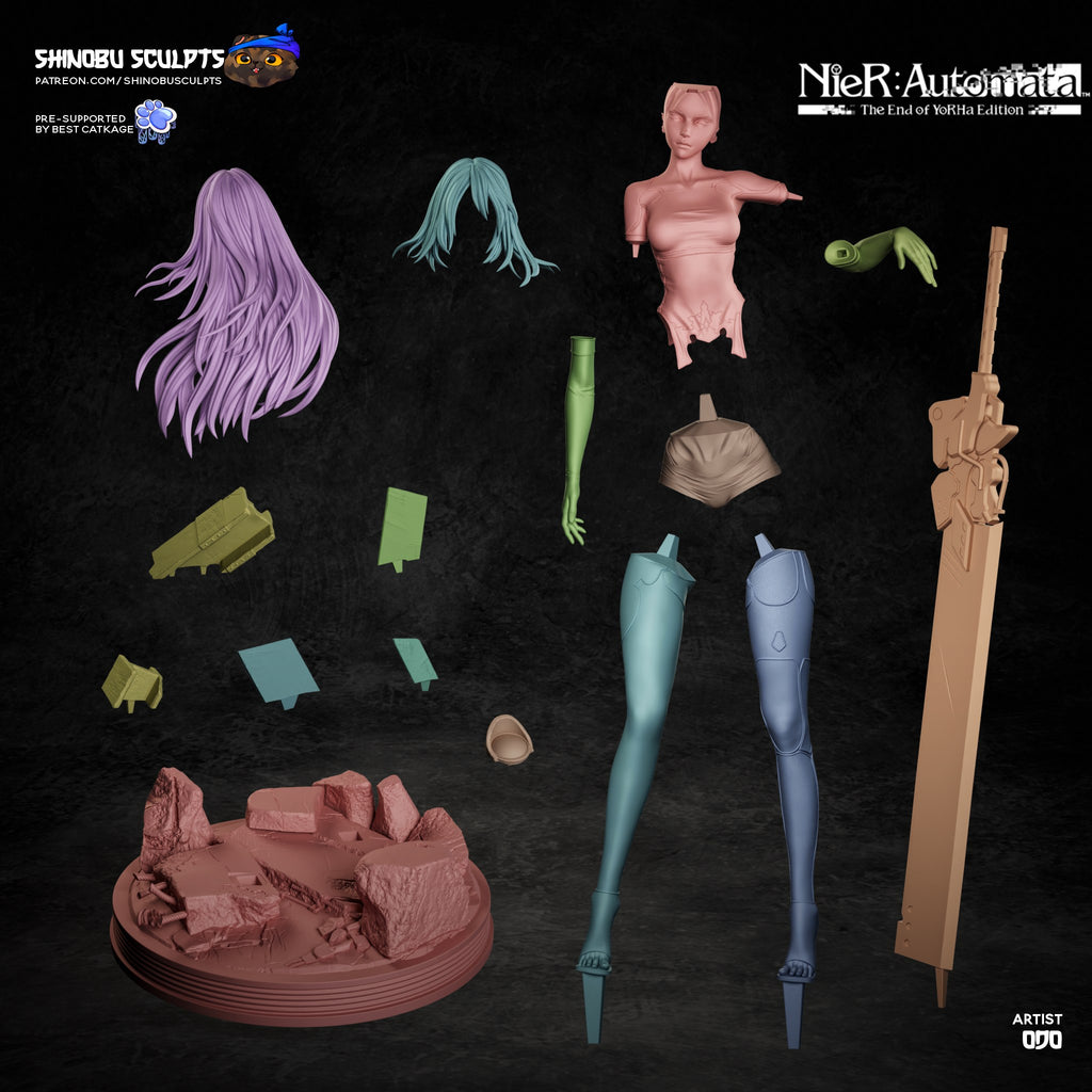 A2 (NieR Automata) resin figure by Shinobu Sculpts — studio render 7