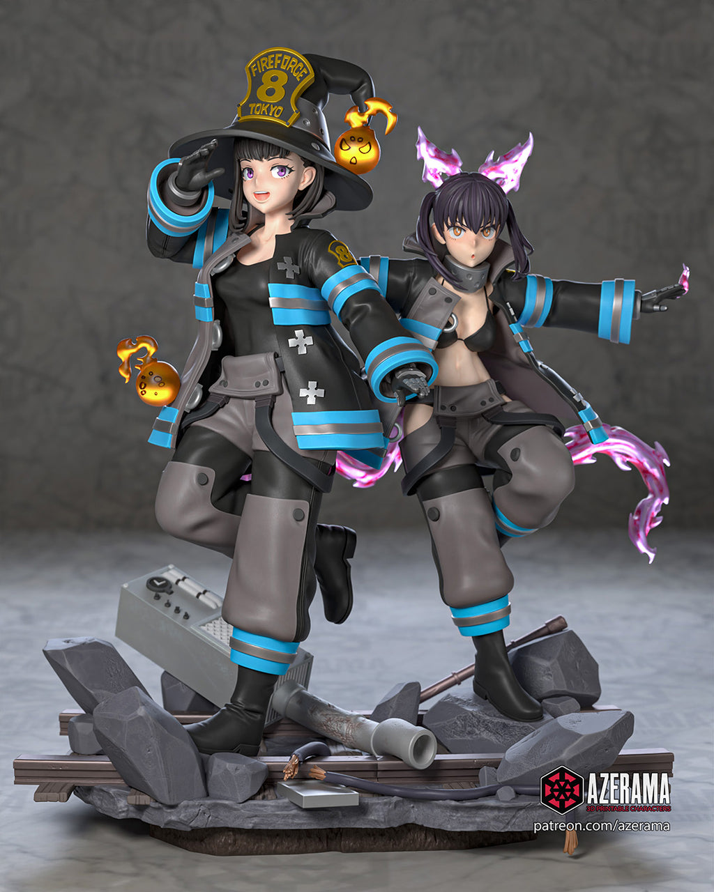 Maki and Tamaki (My Hero Academia) resin figure by Azerama — studio render 1