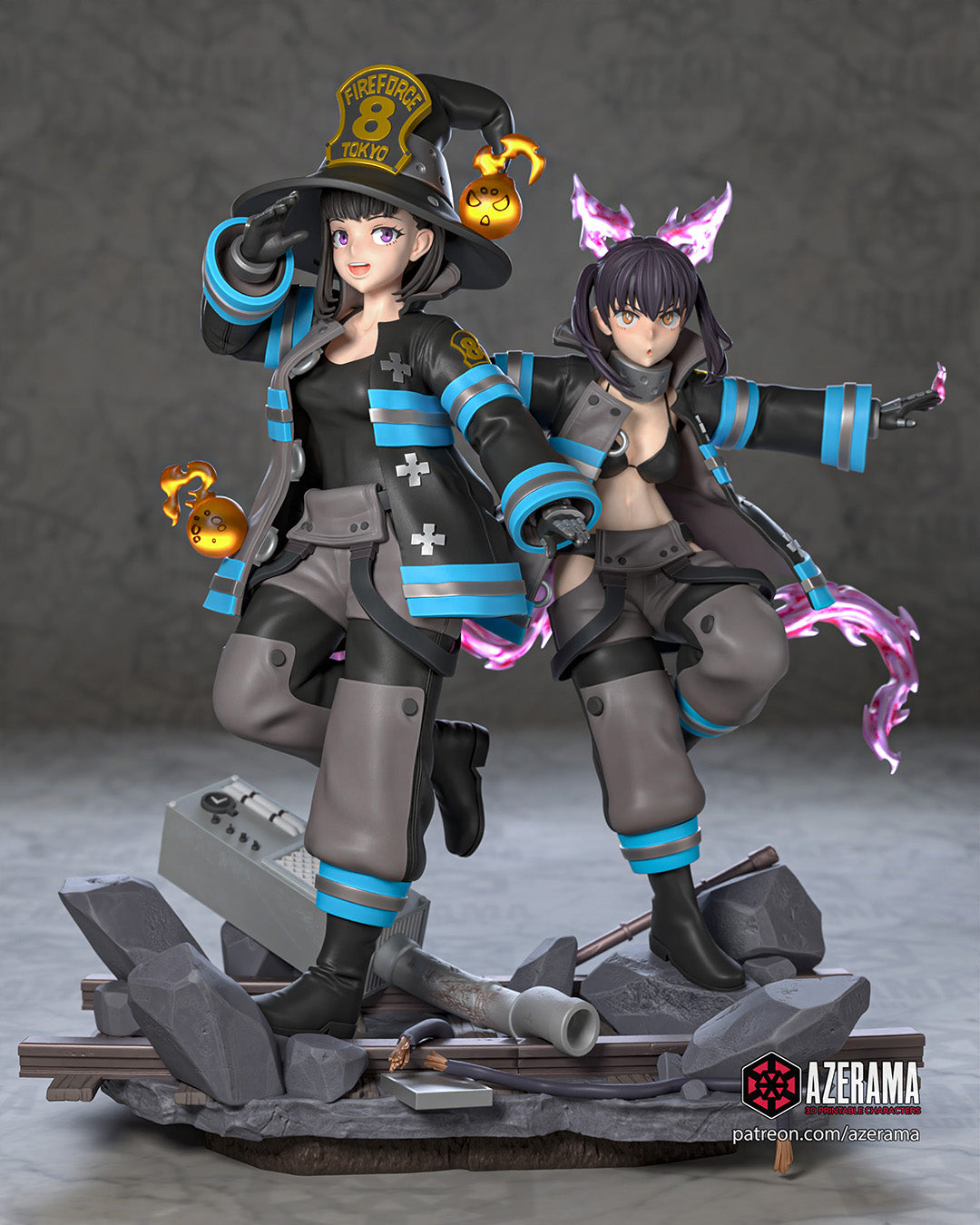 Maki and Tamaki (My Hero Academia) resin figure by Azerama — studio render 1