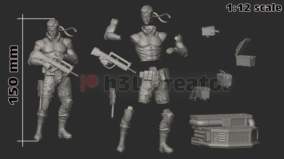 Solid Snake (Metal Gear Solid) resin figure by h3LLcreator — studio render 10