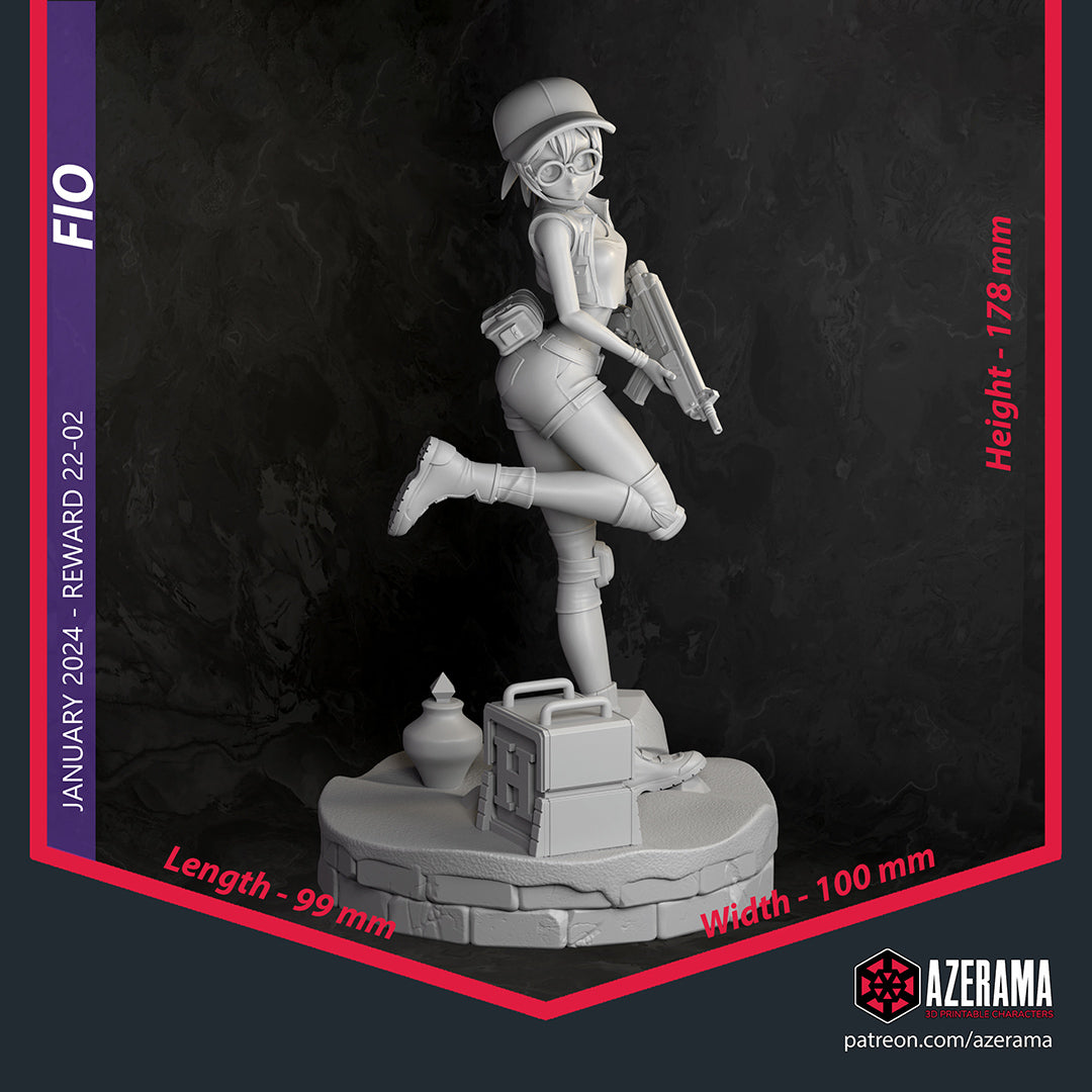 Fio Germi (Metal Slug) resin figure by Azerama — studio render 4