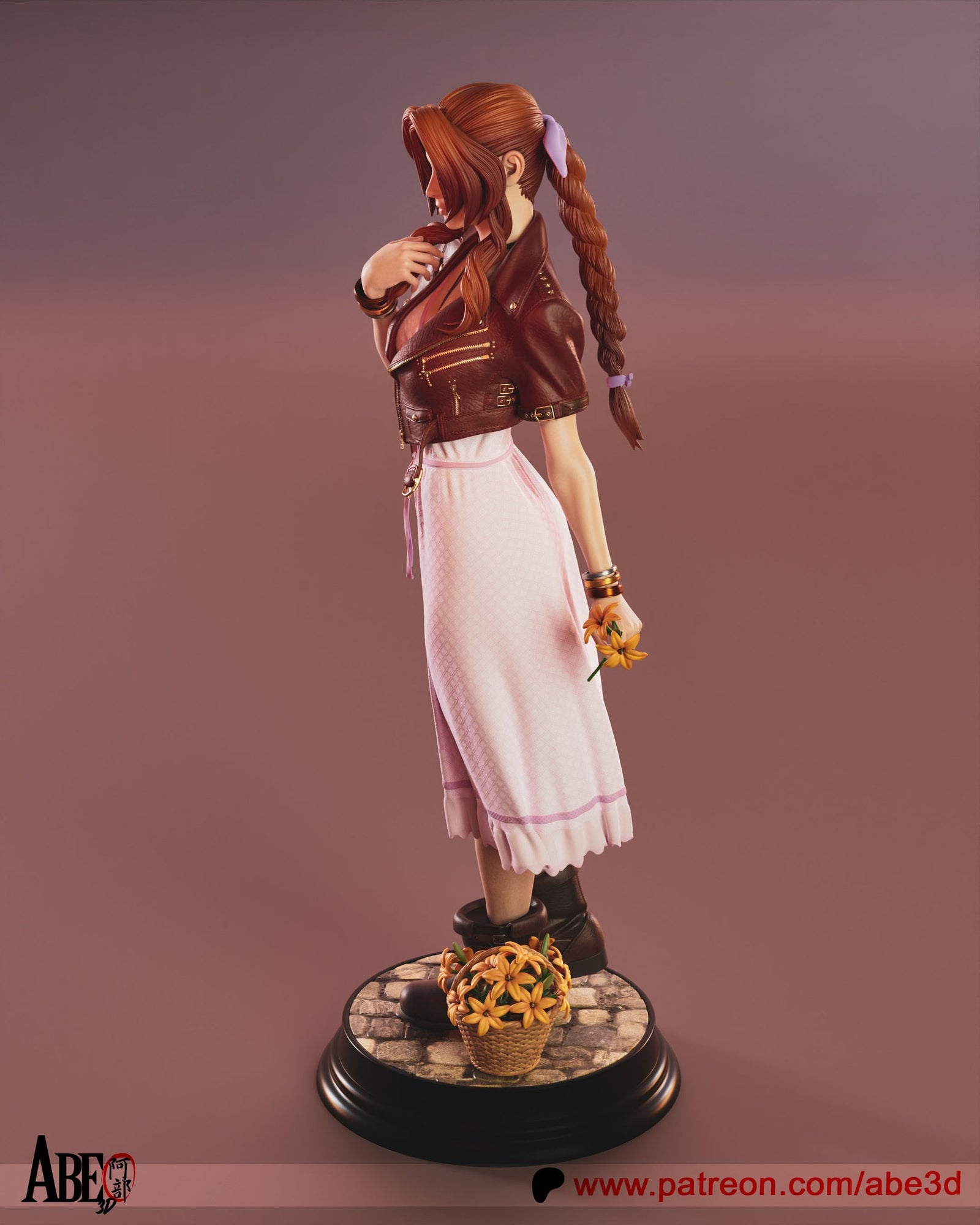 Aerith Gainsborough (Final Fantasy) resin figure by Abe3D — studio render 3