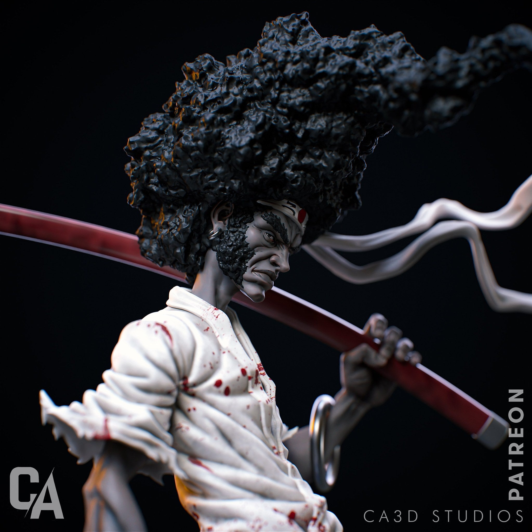 Afro Samurai resin figure by CA 3D Studios — studio preview 1