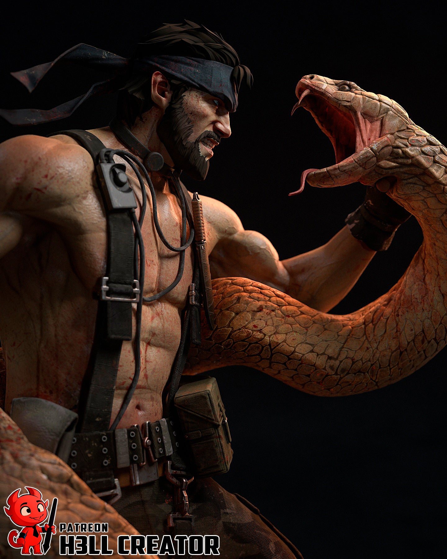 Big Boss (Metal Gear Solid) resin figure by h3LLcreator — studio render 4