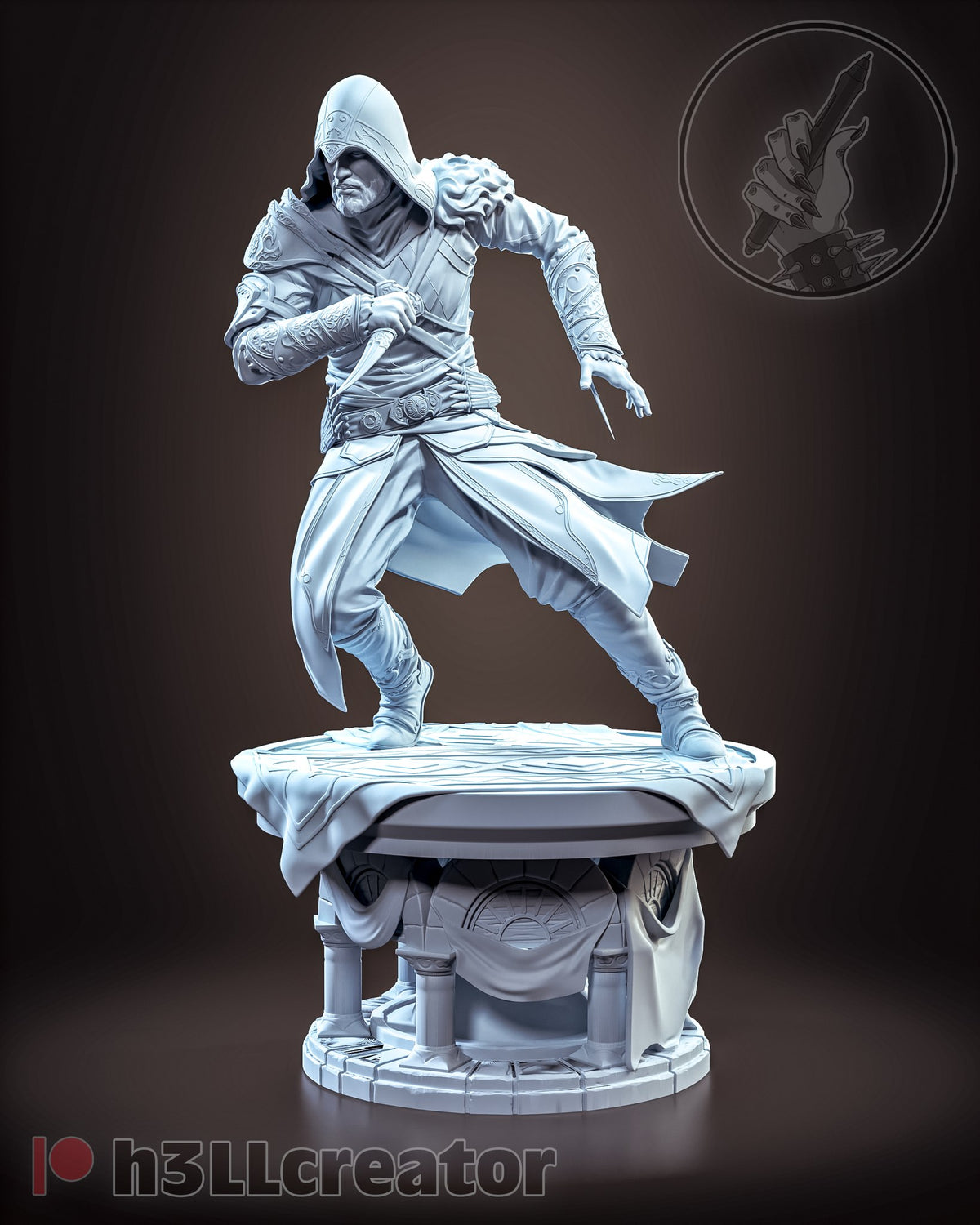 Ezio Auditore (Assassin's Creed) resin figure by h3LLcreator — studio render 4