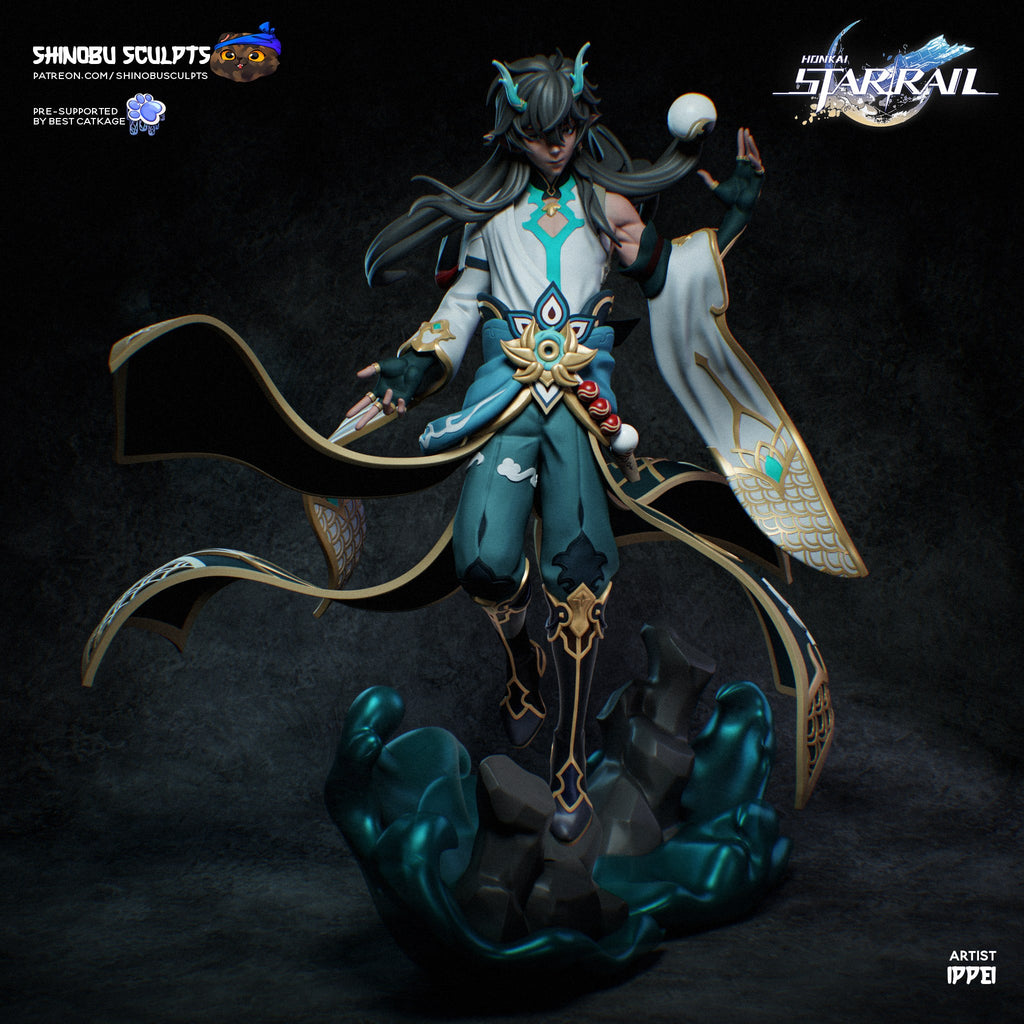 Dan Heng Imbibitor Lunae (Honkai Star Rail) resin figure by Shinobu Sculpts — studio render 3