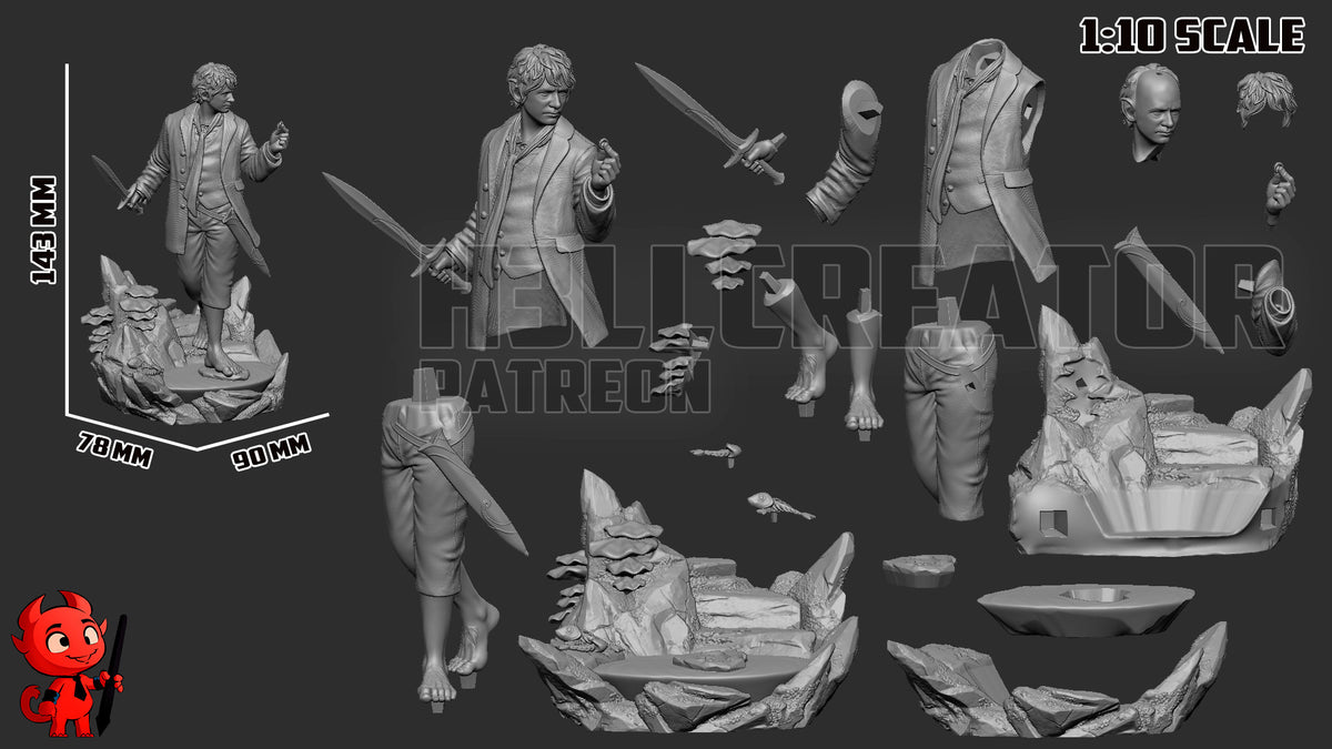 Bilbo Baggins (The Lord of the Rings) resin figure by h3LLcreator — studio render 9