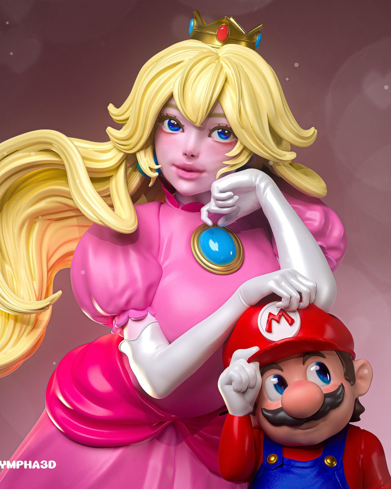 Princess Peach (Super Mario) resin figure by Nympha — studio render 3