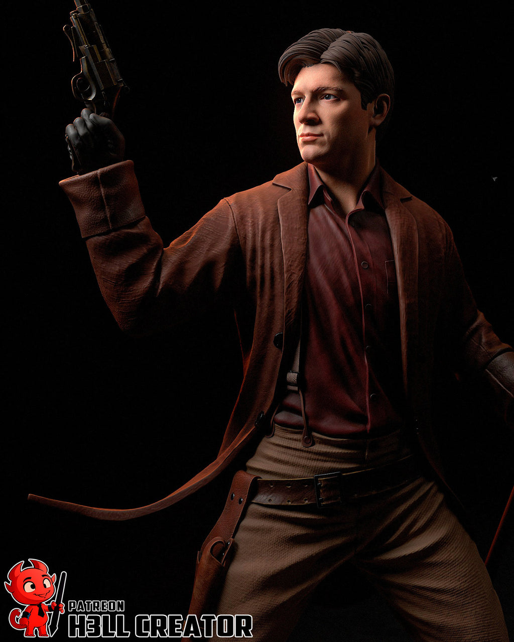 Malcolm Reynolds (Firefly) resin figure by h3LLcreator — studio render 4