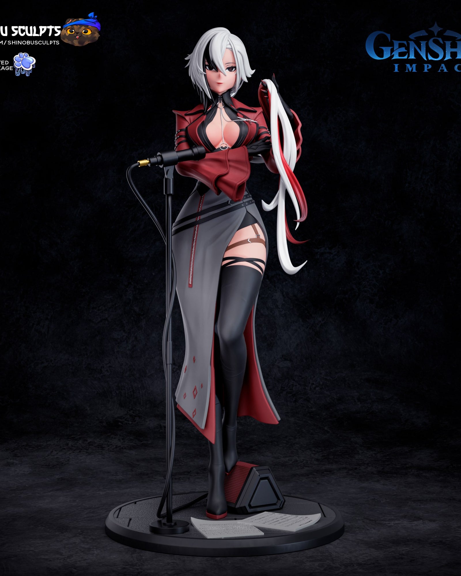 Arlecchino (Genshin Impact) resin figure by Shinobu Sculpts — studio render 2