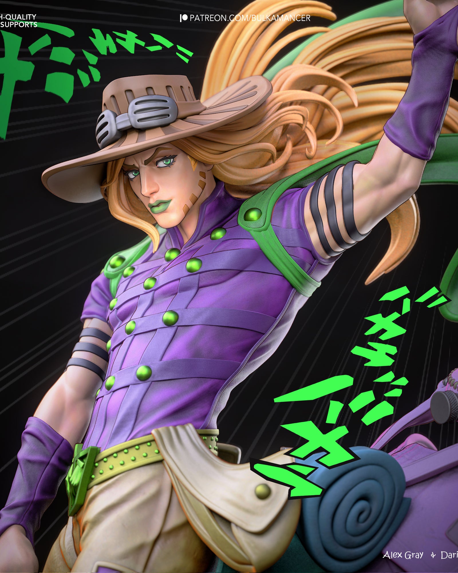 Gyro Zeppeli (Jojo's Bizarre Adventure) resin figure by Bulkamancer — studio render 1