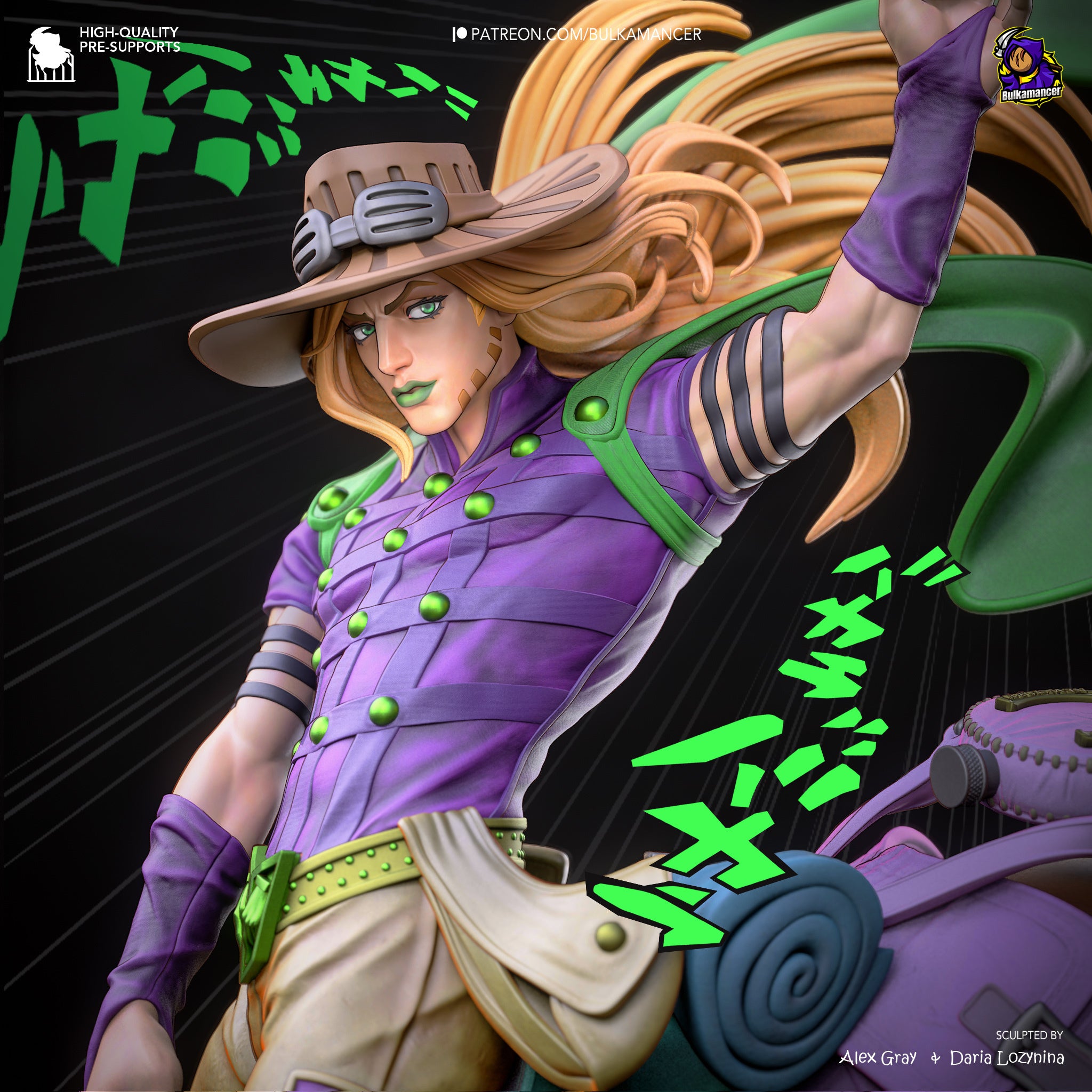 Gyro Zeppeli (Jojo's Bizarre Adventure) resin figure by Bulkamancer — studio render 1