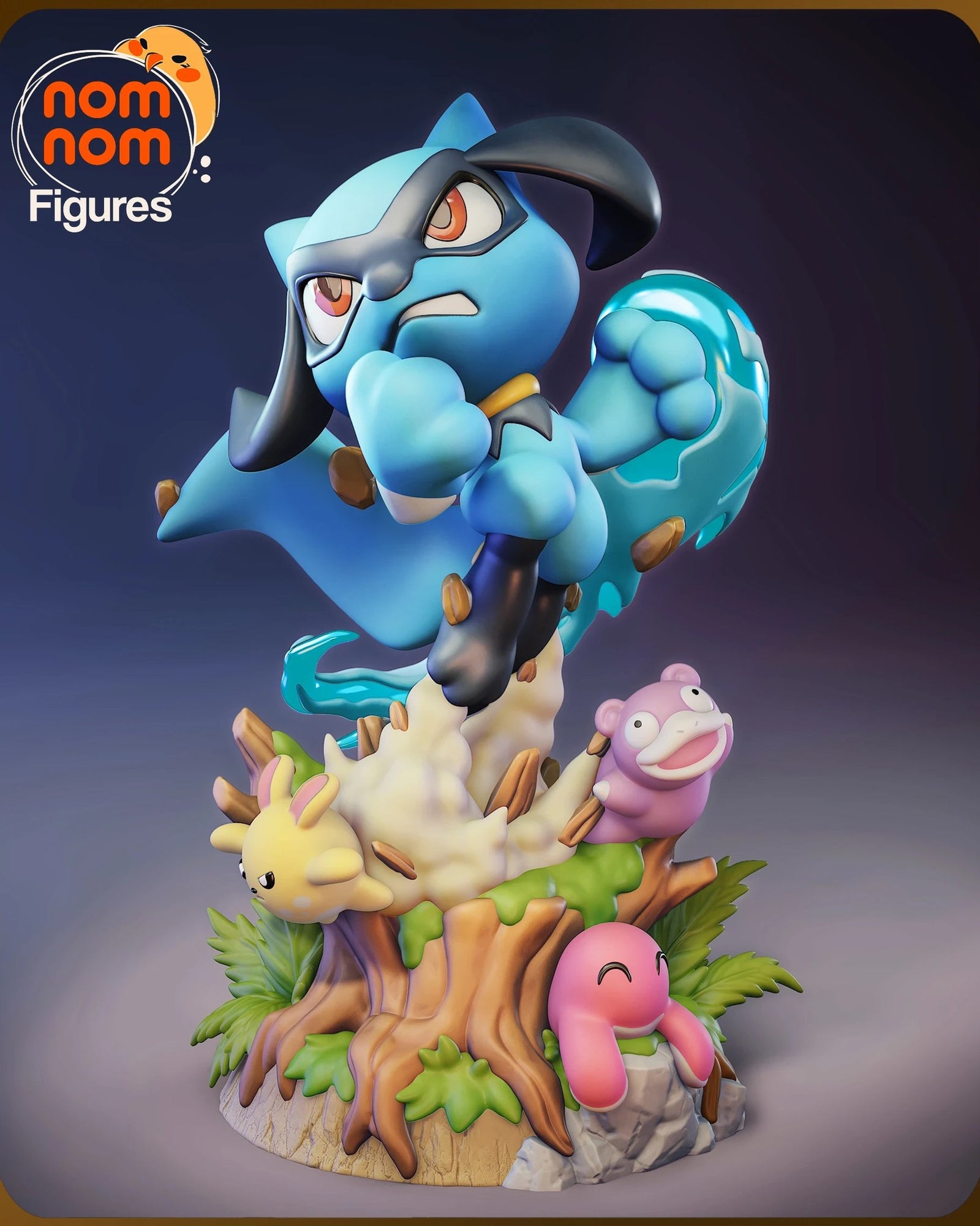 Riolu Pokemon Chibi resin figure by NomNom Figures — studio preview 1