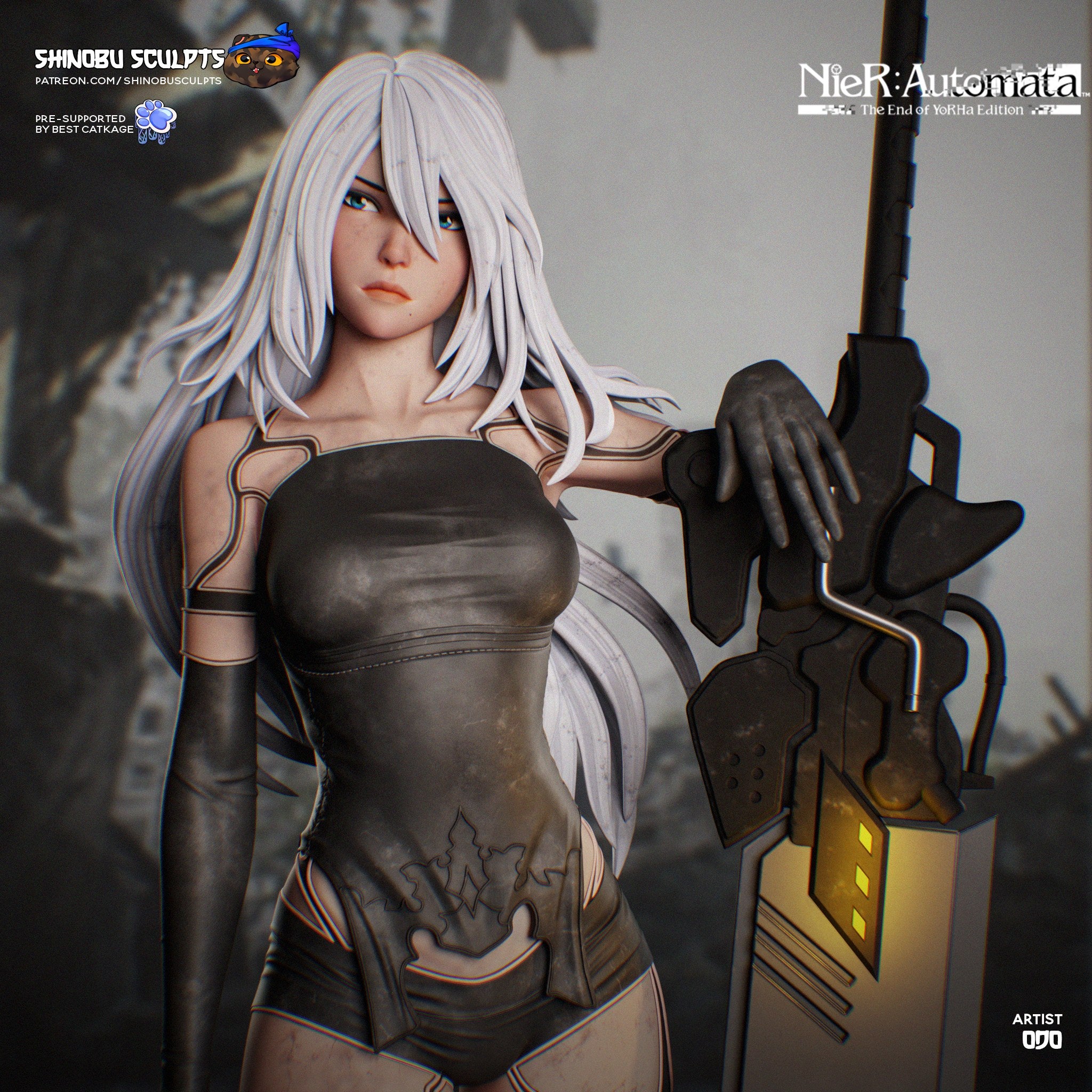 A2 (NieR Automata) resin figure by Shinobu Sculpts — studio render 1