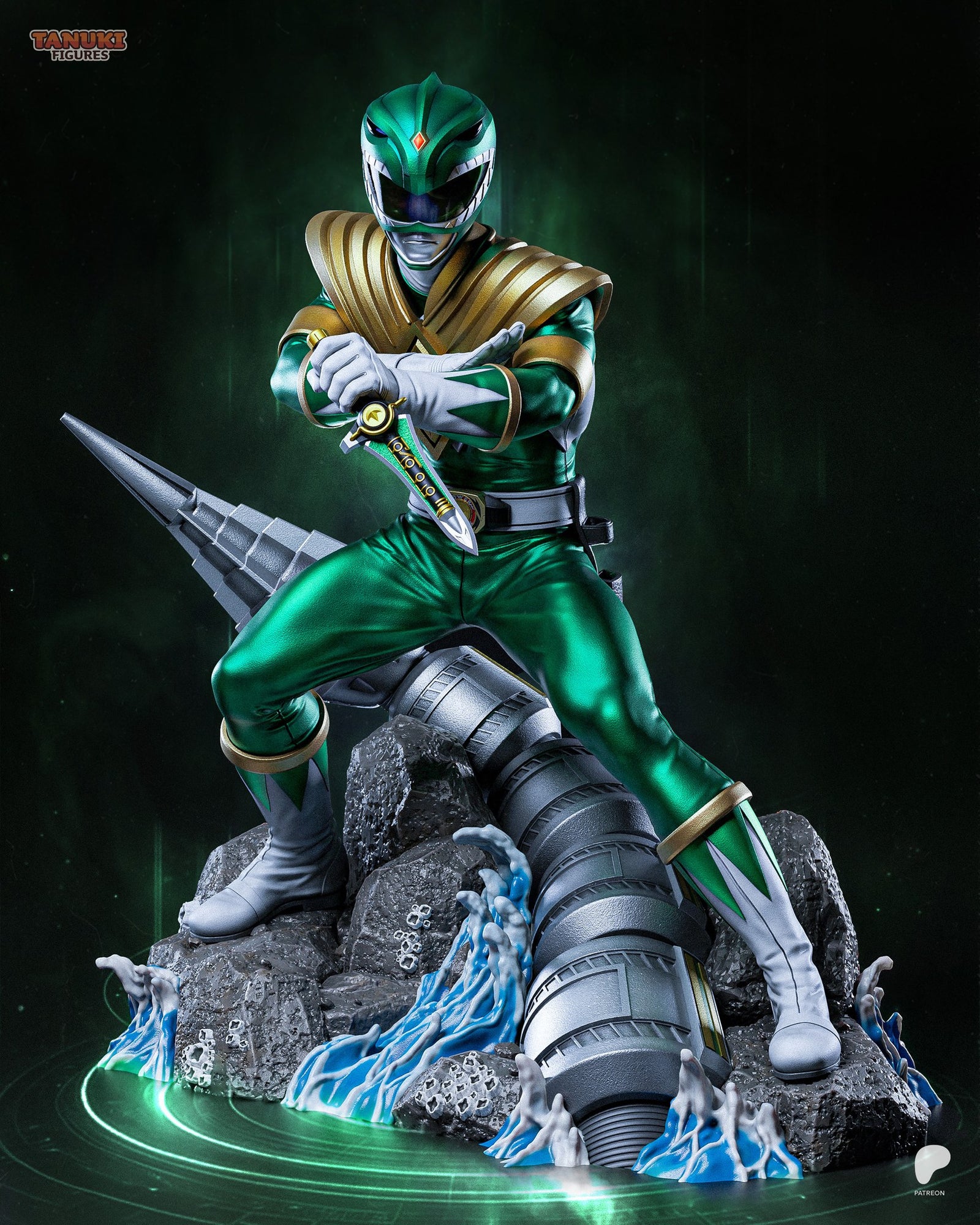 Green Ranger (Power Rangers) resin figure by Tanuki Figures — studio render 1