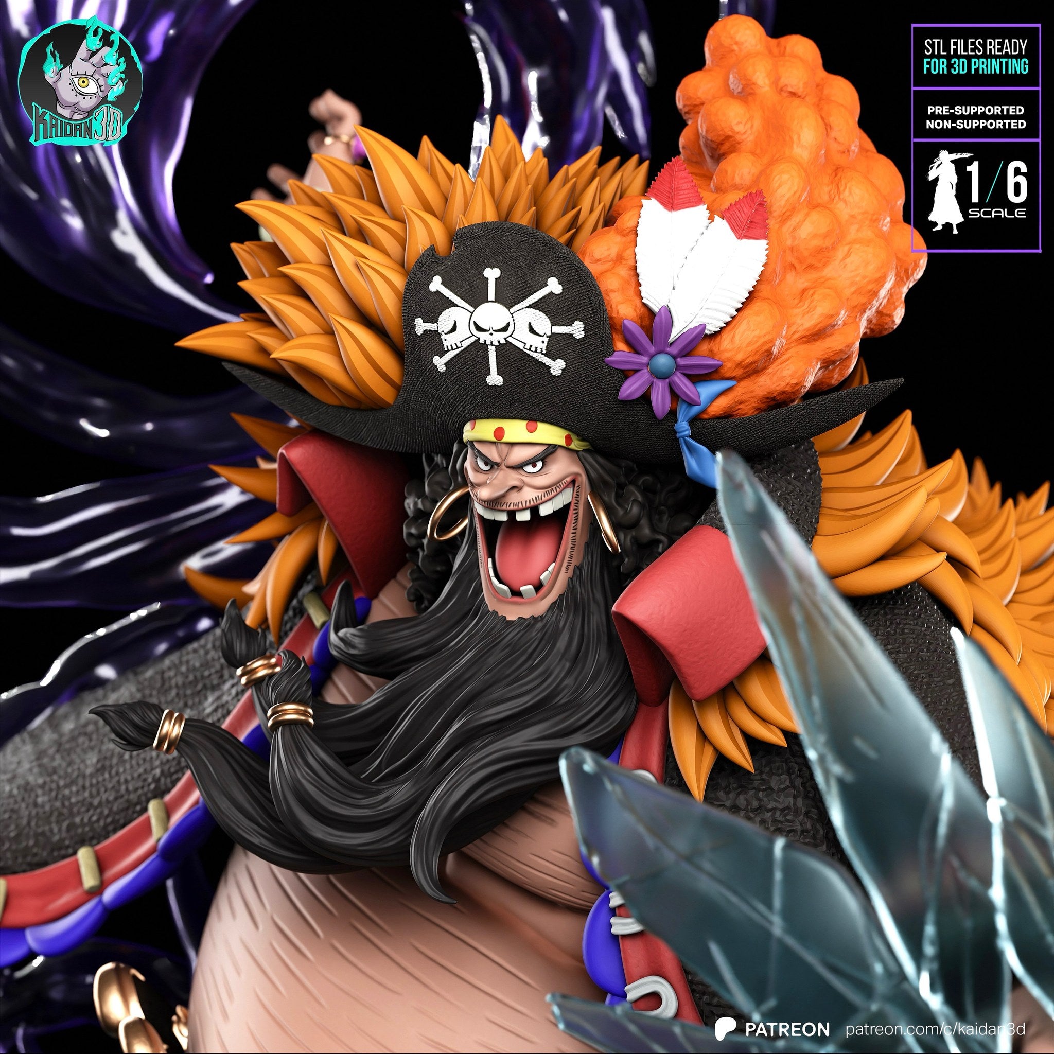 Blackbeard (One Piece) resin figure by Kaidan 3D — studio render 7