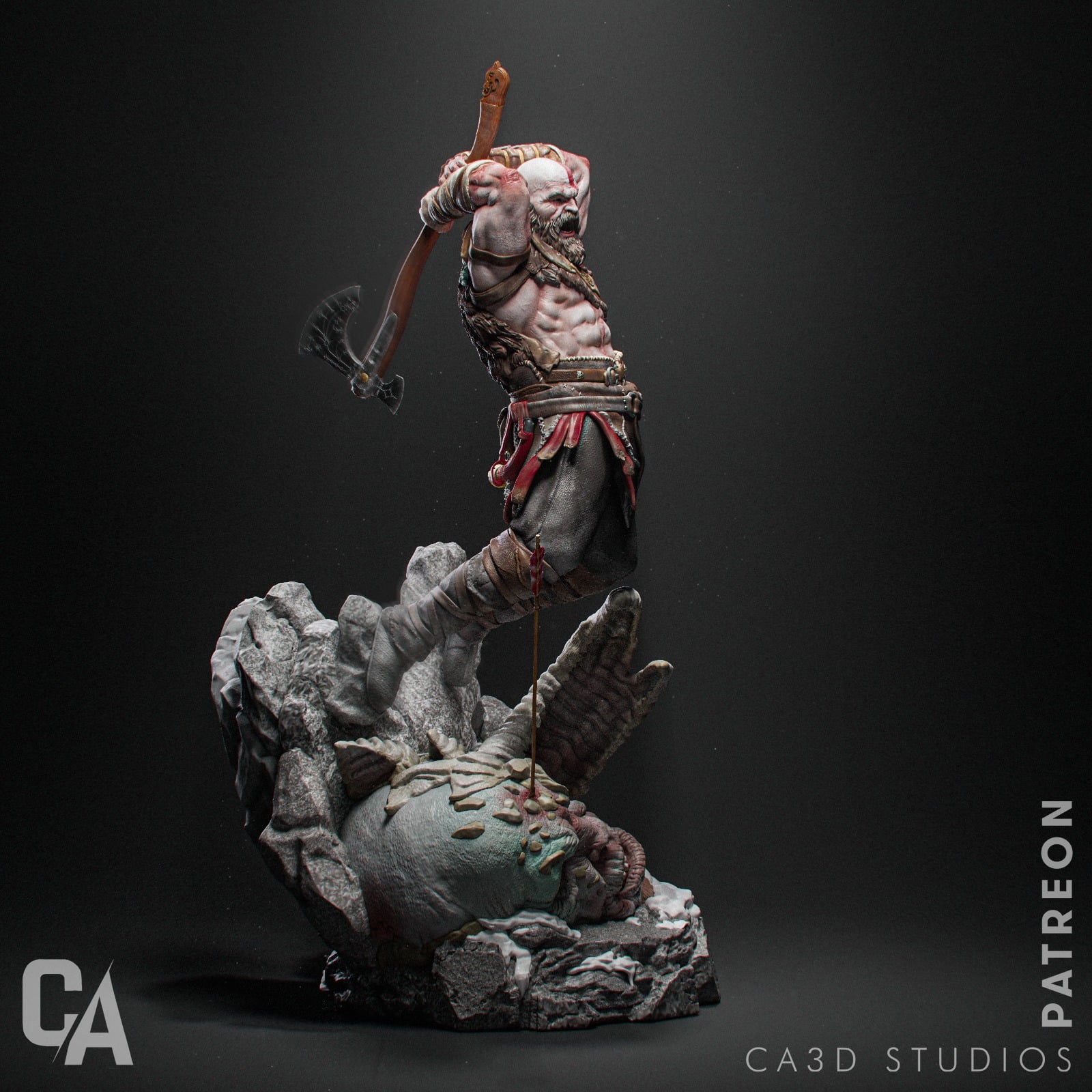 Kratos God of War resin figure by CA 3D Studios — studio preview 2
