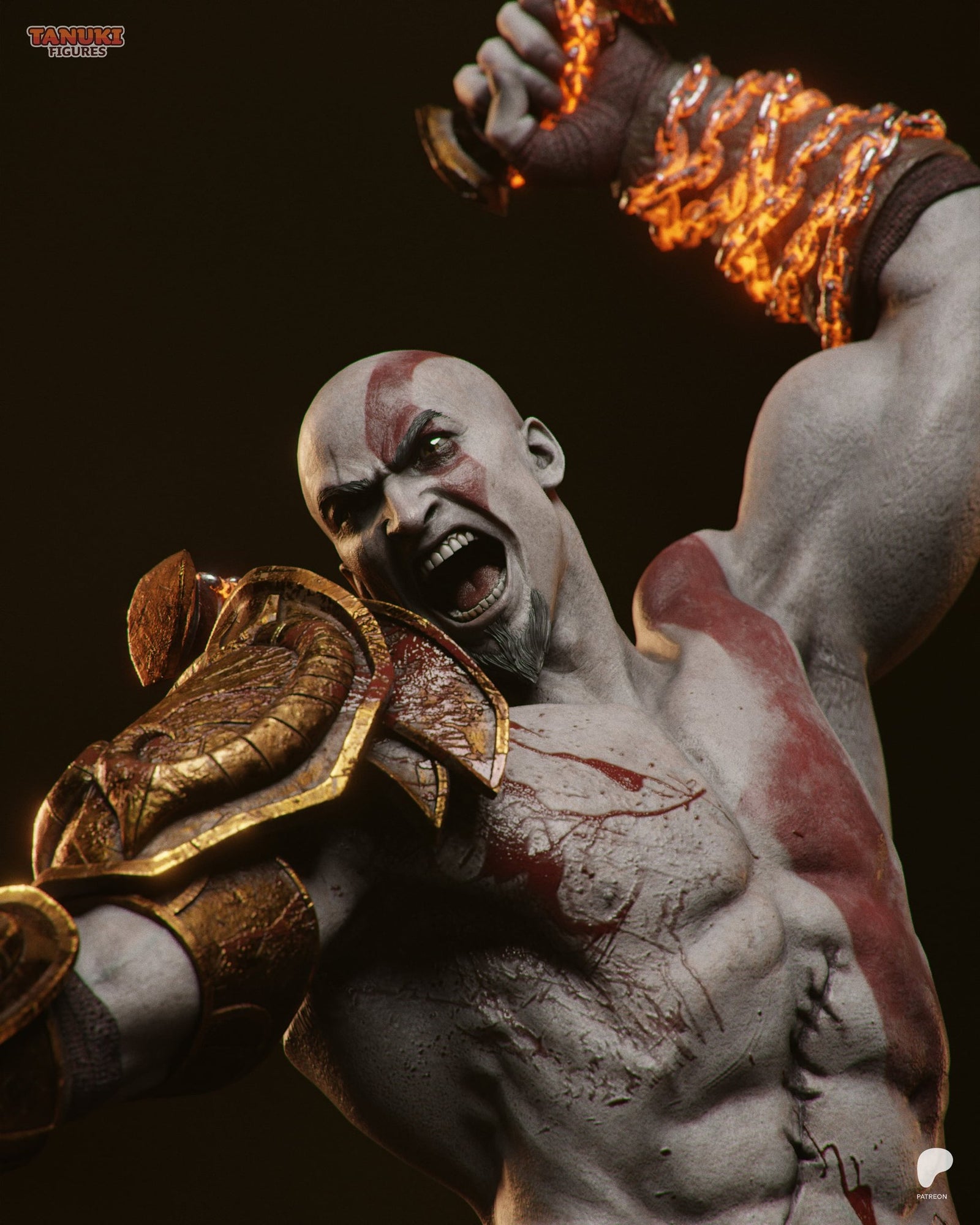 Kratos (God of War) resin figure by Tanuki Figures — studio render 2