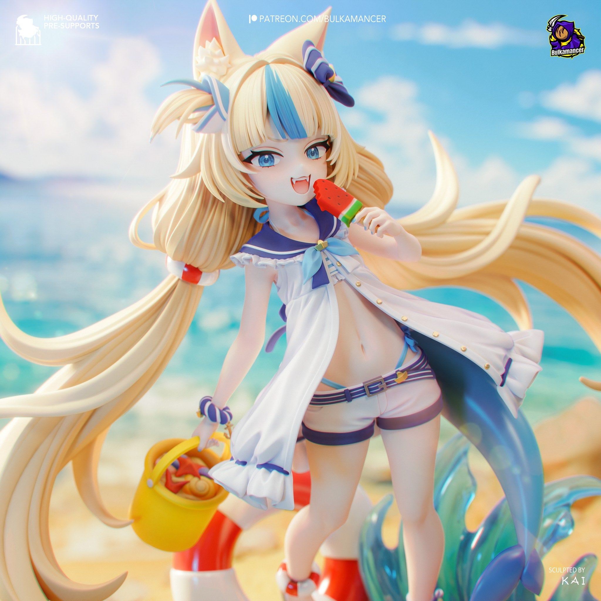Sameko Saba (VTubers) resin figure by Bulkamancer — studio render 1