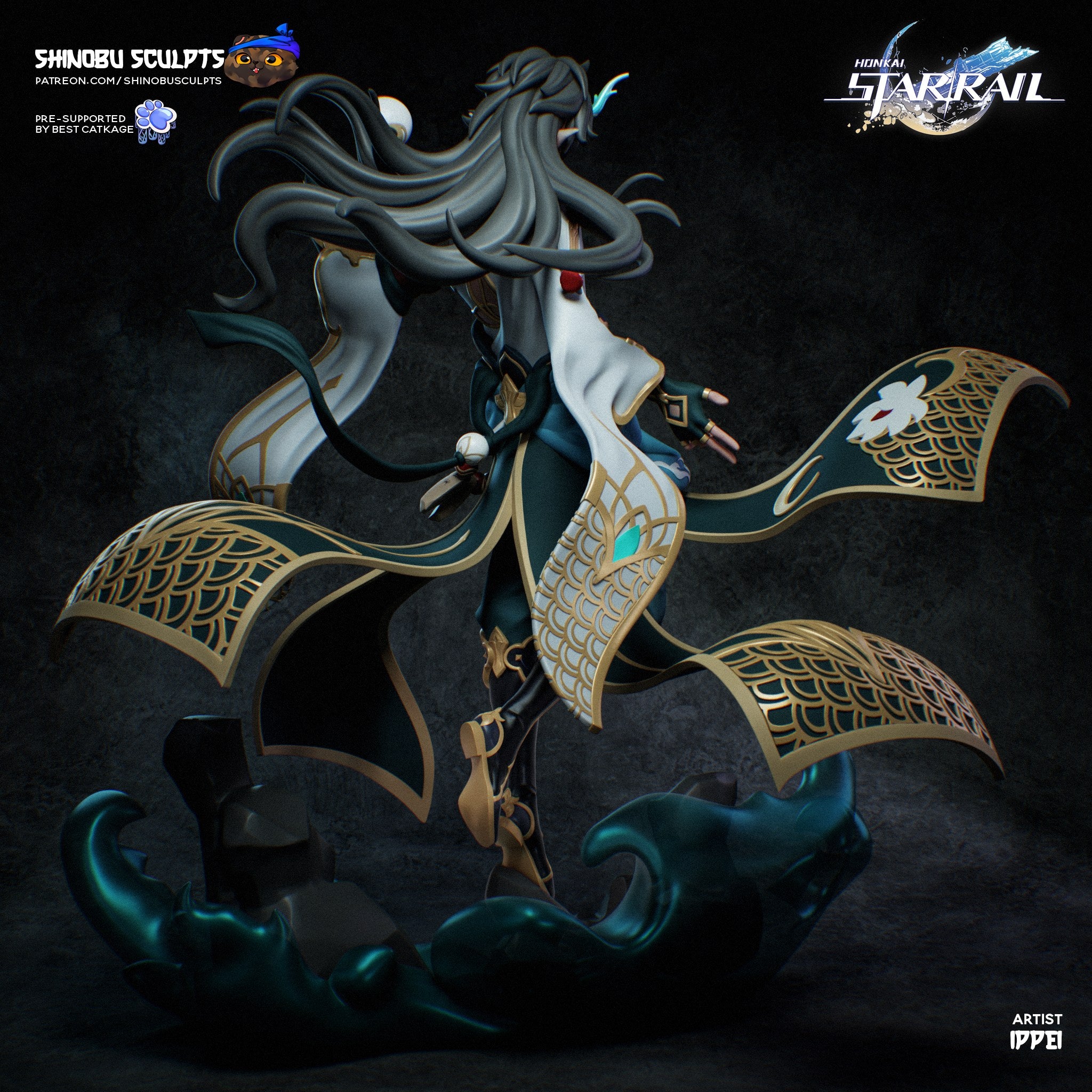 Dan Heng Imbibitor Lunae (Honkai Star Rail) resin figure by Shinobu Sculpts — studio render 4