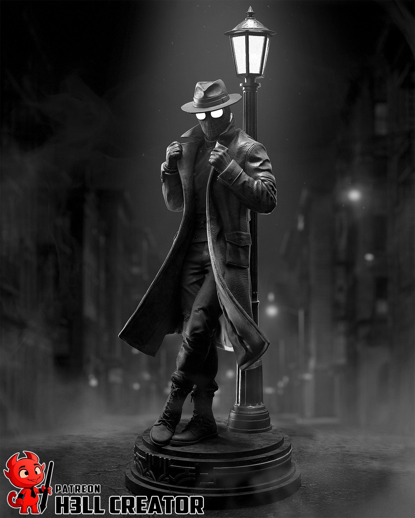 Spider-Man Noir (Marvel) resin figure by h3LLcreator — studio render 2