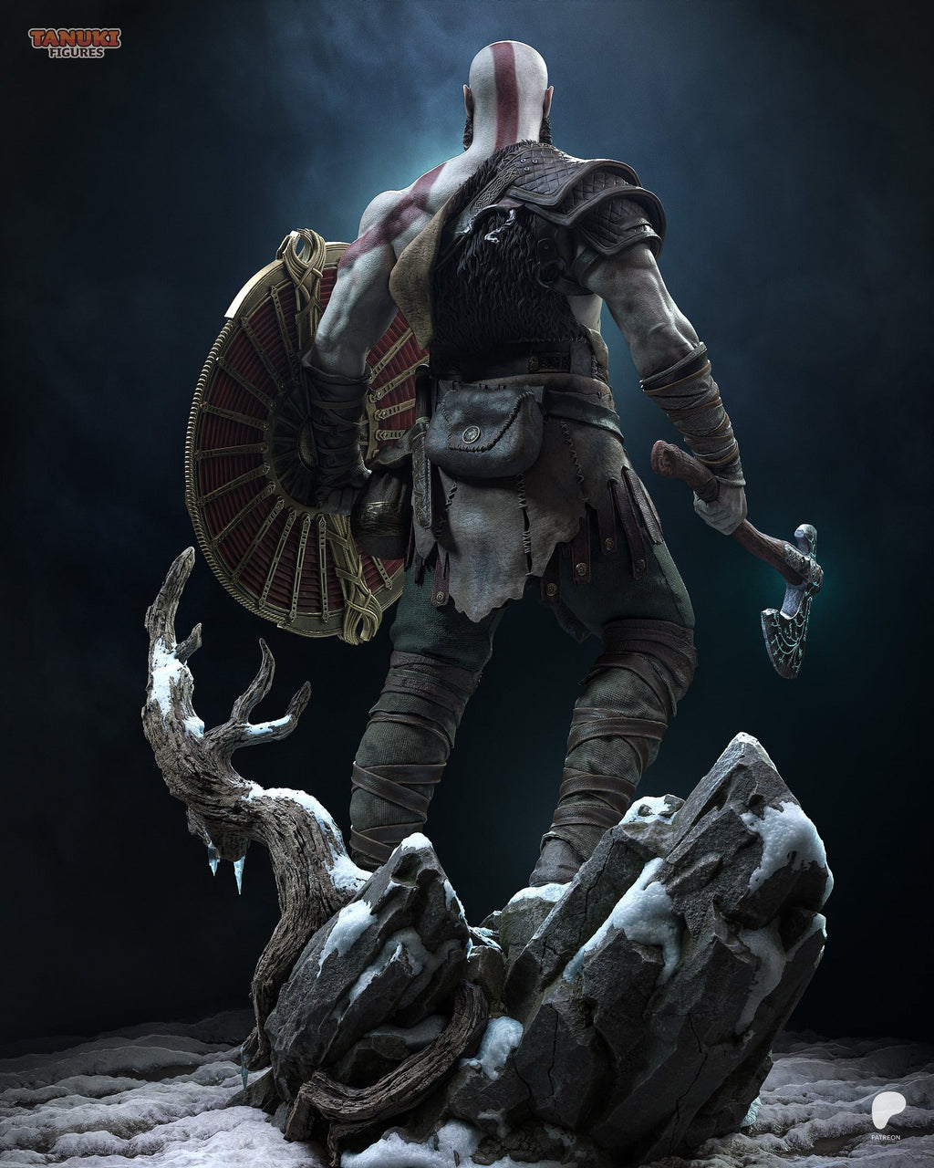 Kratos (God of War) resin figure by Tanuki Figures — studio render 2