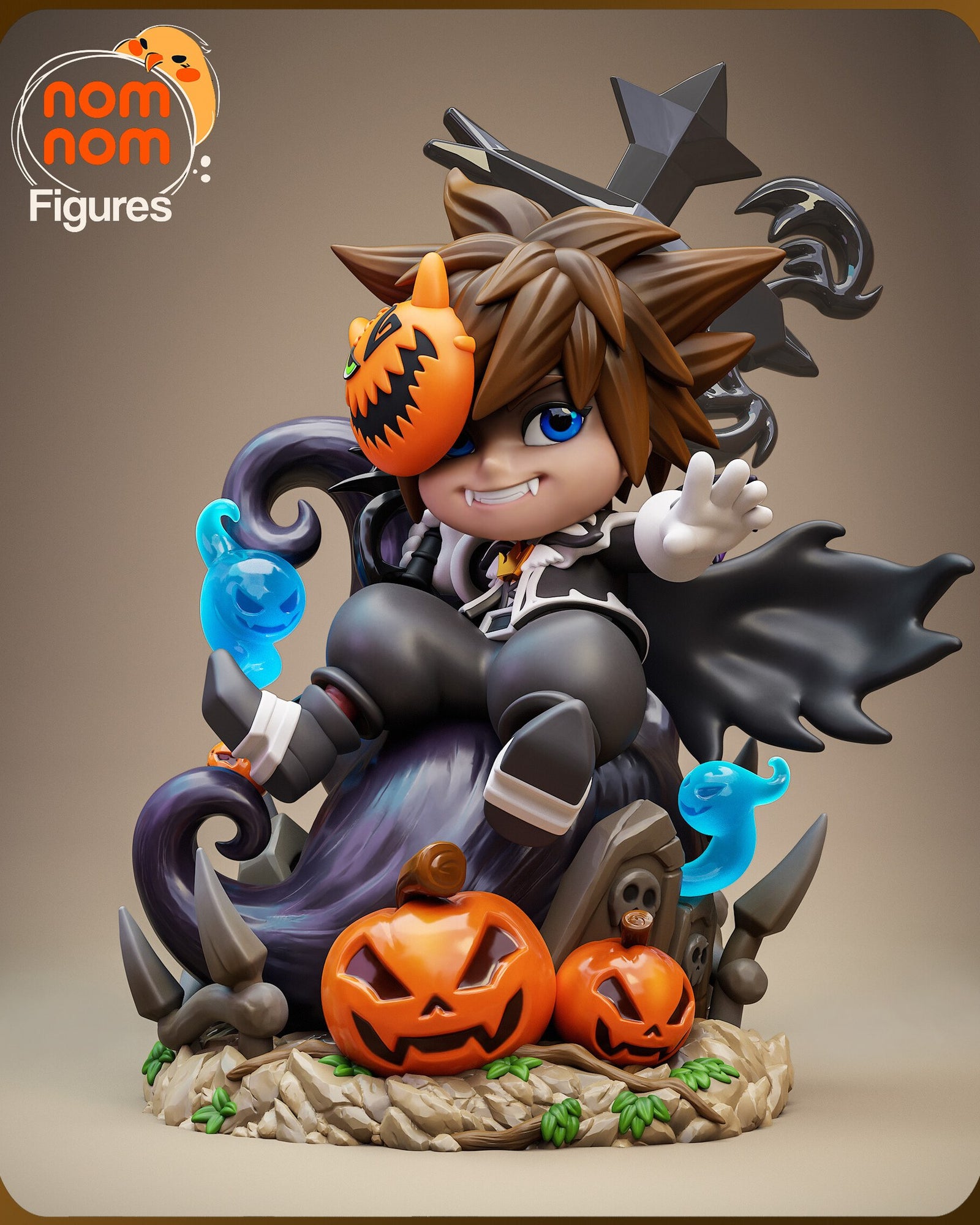 Sora (Halloween Town vers.) Kingdom Hearts Chibi resin figure by NomNom Figures — studio preview 1