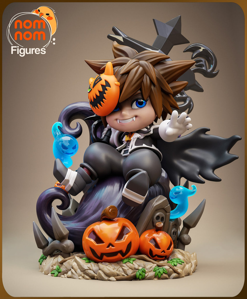 Sora (Halloween Town vers.) Kingdom Hearts Chibi resin figure by NomNom Figures — studio preview 1