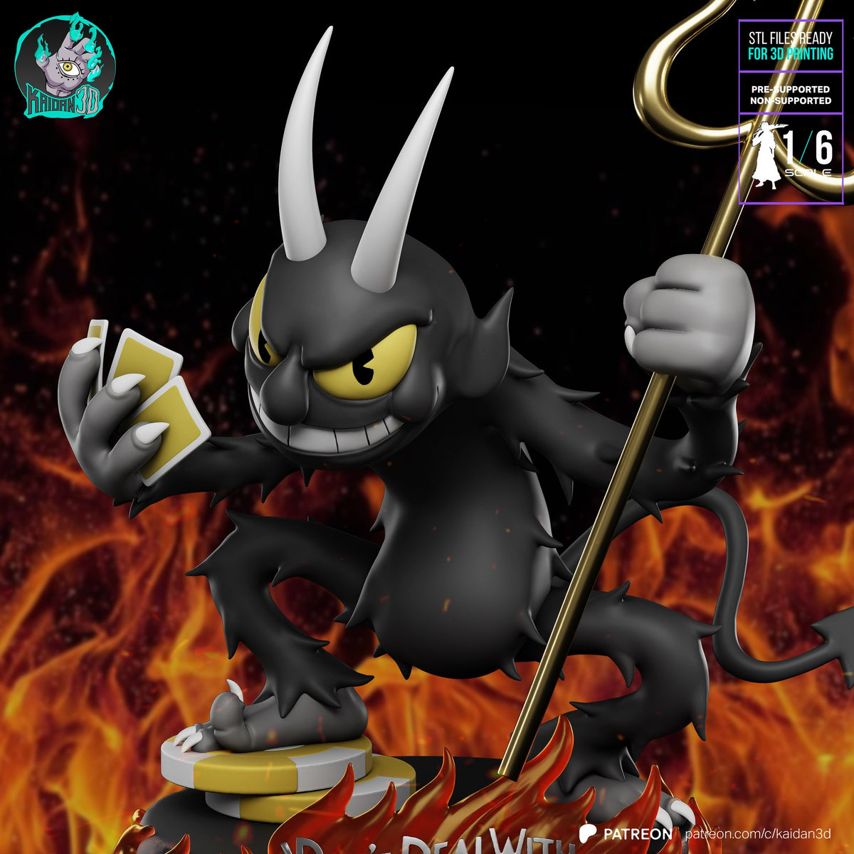 The Devil (Cuphead) resin figure by Kaidan 3D — studio render 1