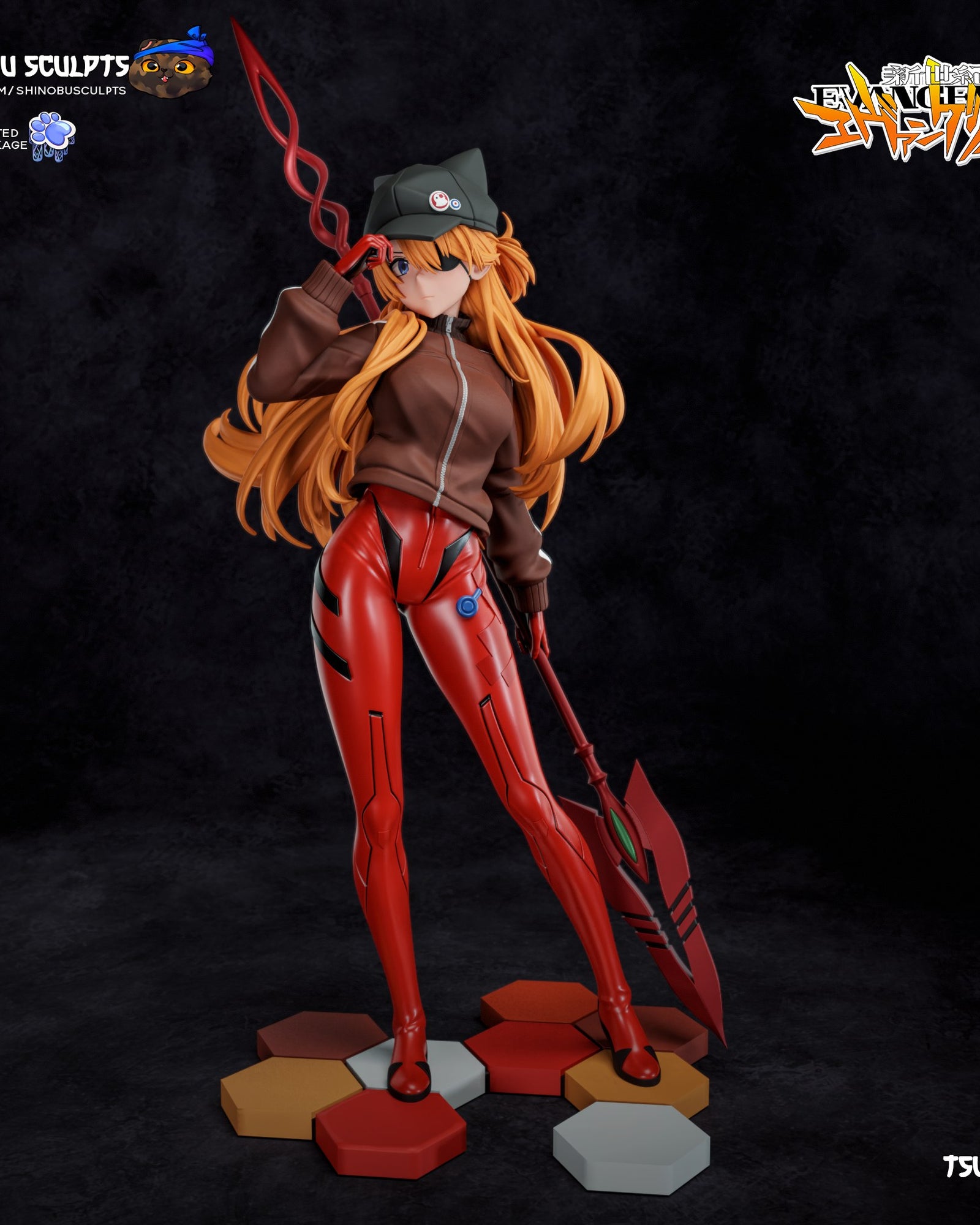 Asuka Langley (Evangelion) resin figure by Shinobu Sculpts — studio render 2