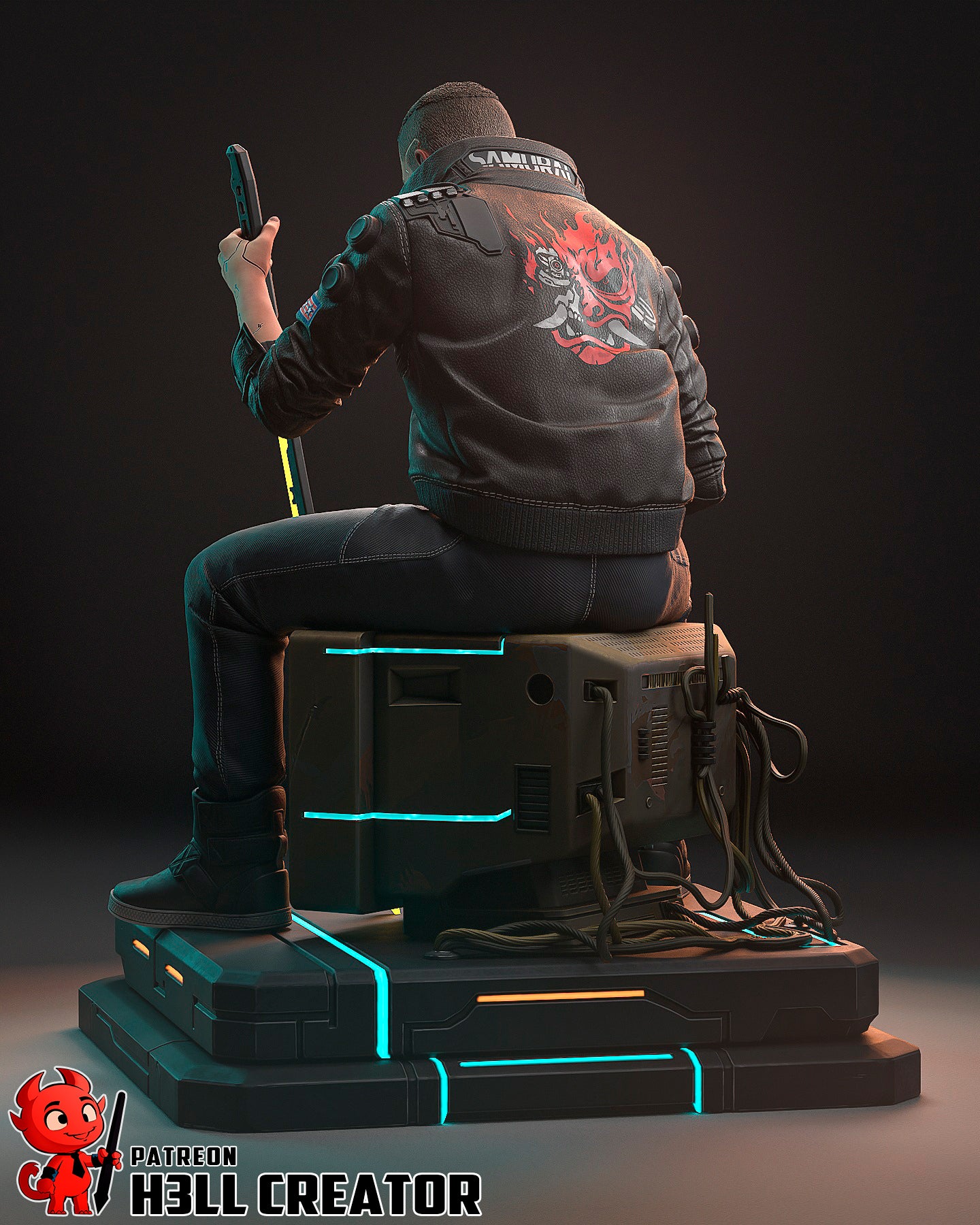 Male V (Cyberpunk 2077) resin figure by h3LLcreator — studio render 9