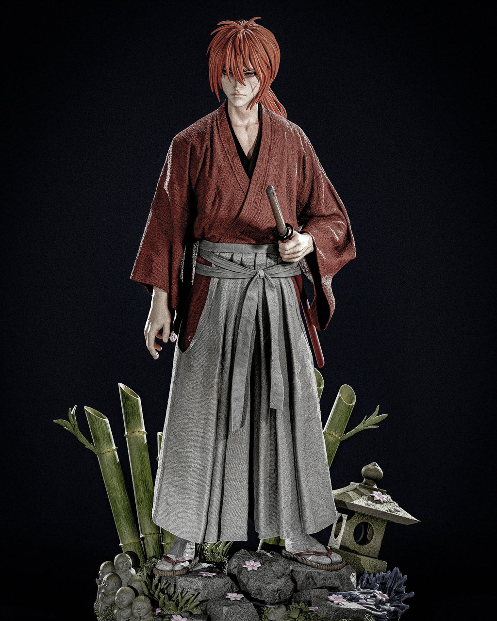 Kenshin Himura Rurouni Kenshin resin figure by CA 3D Studios — studio preview 4