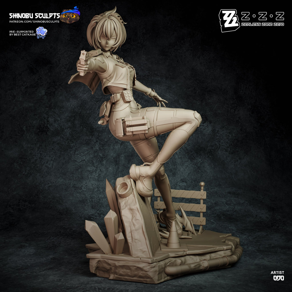 Zhu Yuan (Zenless Zone Zero) resin figure by Shinobu Sculpts — studio render 6