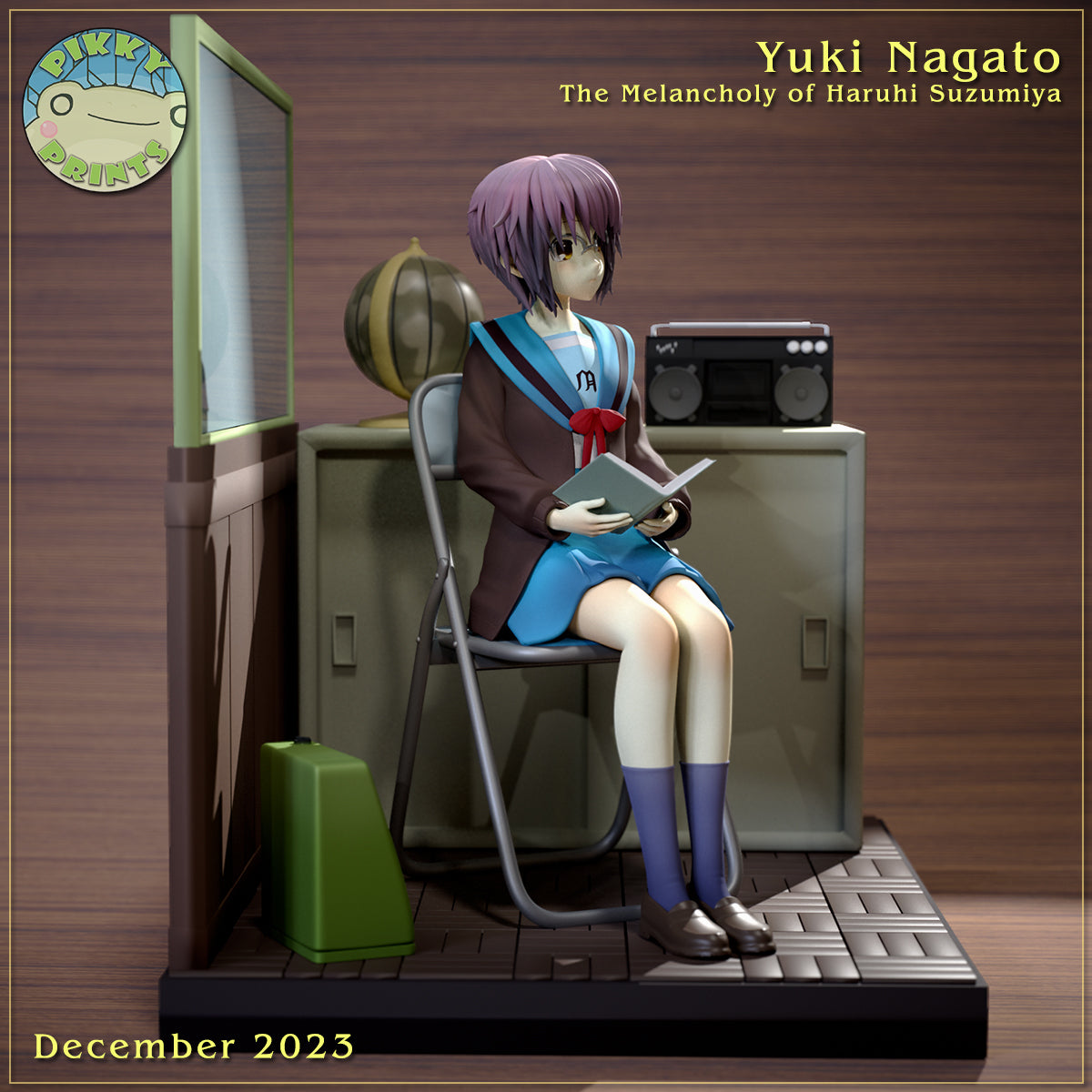 Yuki Nagato (The Melancholy of Haruhi Suzumiya) resin figure by PikkyPrints — studio render 3