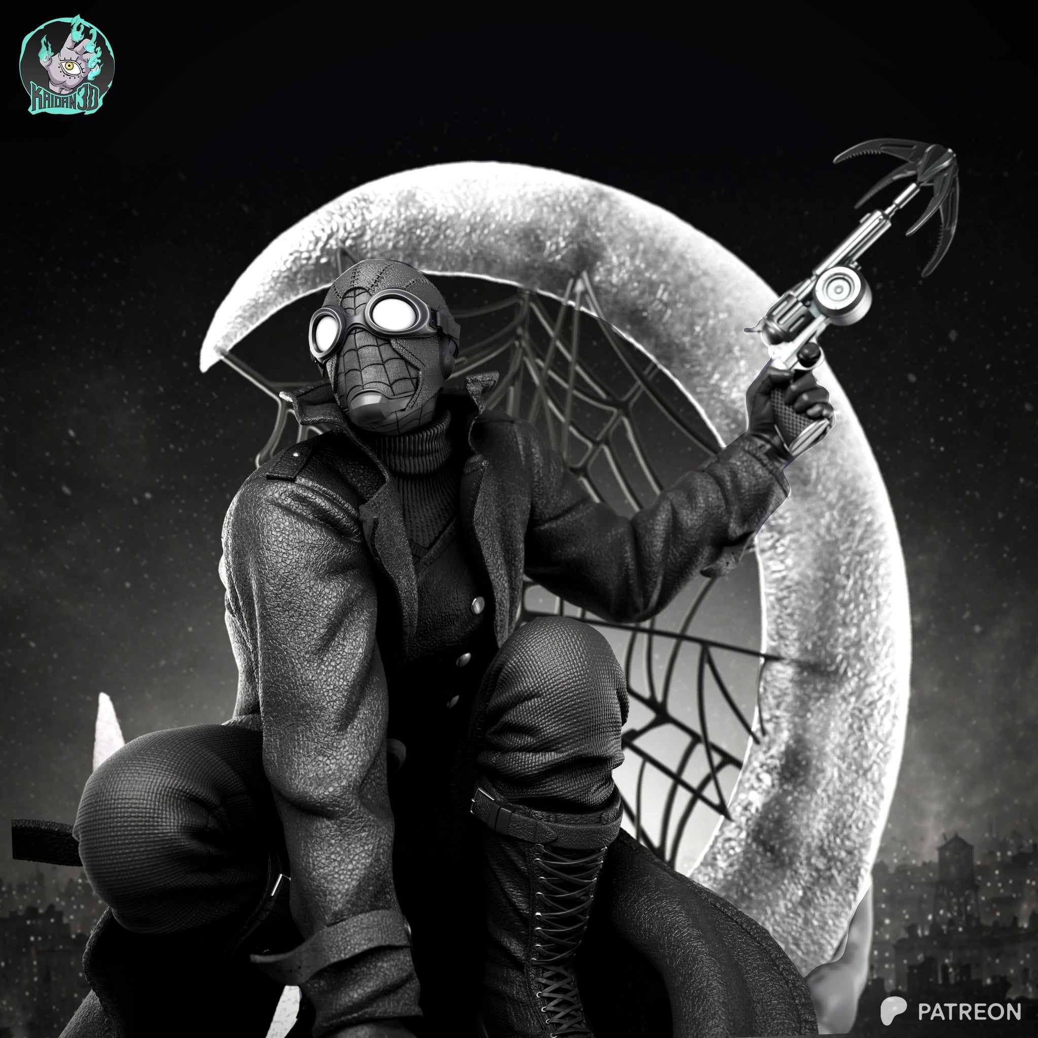 Spider-Man Noir (Marvel) resin figure by Kaidan 3D — studio render 5