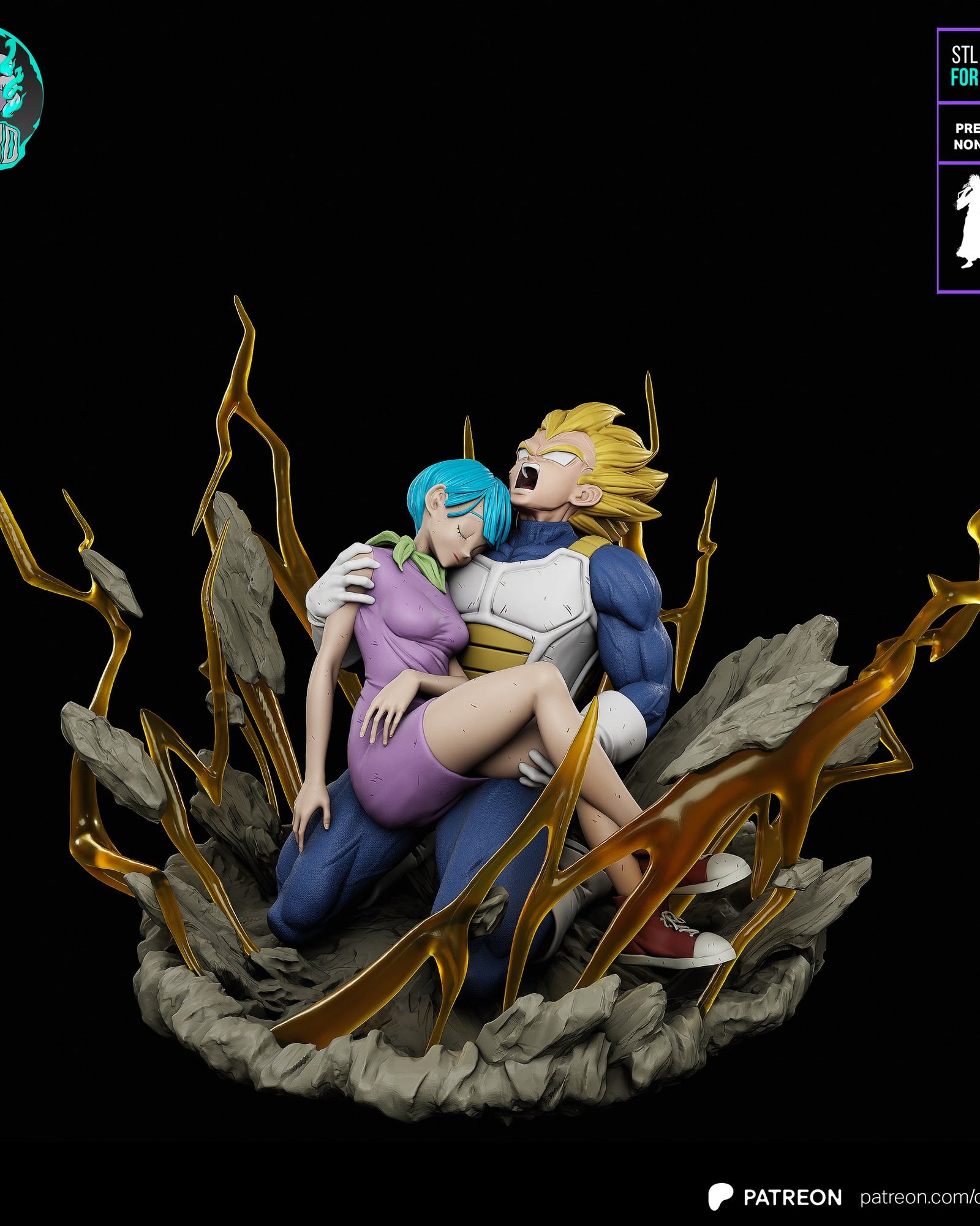 Vegeta and Bulma (Dragon Ball) resin figure by Kaidan 3D — studio render 2