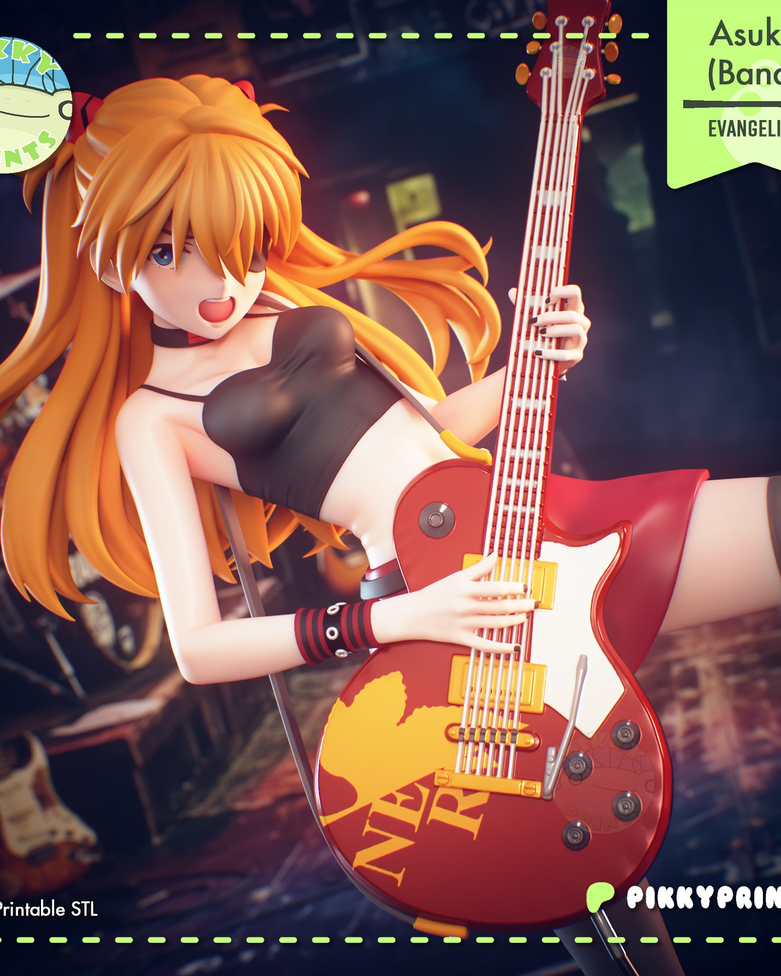 Asuka Langley (Evangelion) resin figure by PikkyPrints — studio render 1